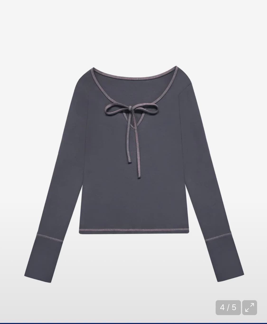 미레코 스티치 리본 긴팔 STITCH RIBBON T CHARCOAL 상품이미지2