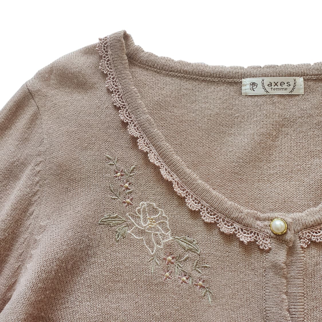 엑시즈팜(axes femme) 니트 가디건 코코아 핑크 상품이미지3