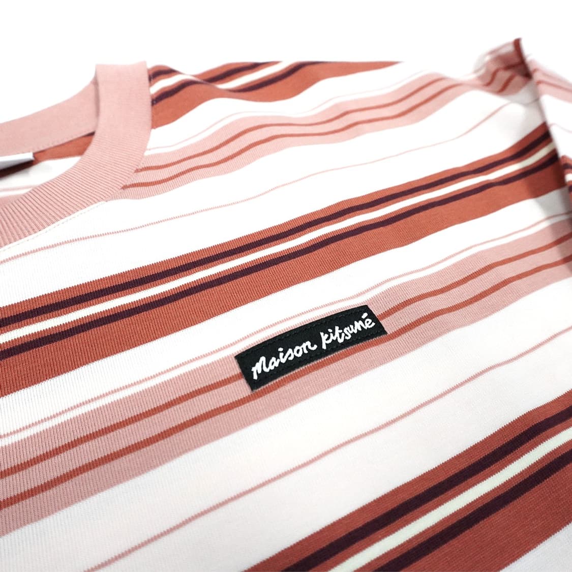 메종키츠네 핑크 스트라이프 긴팔티 상품이미지2