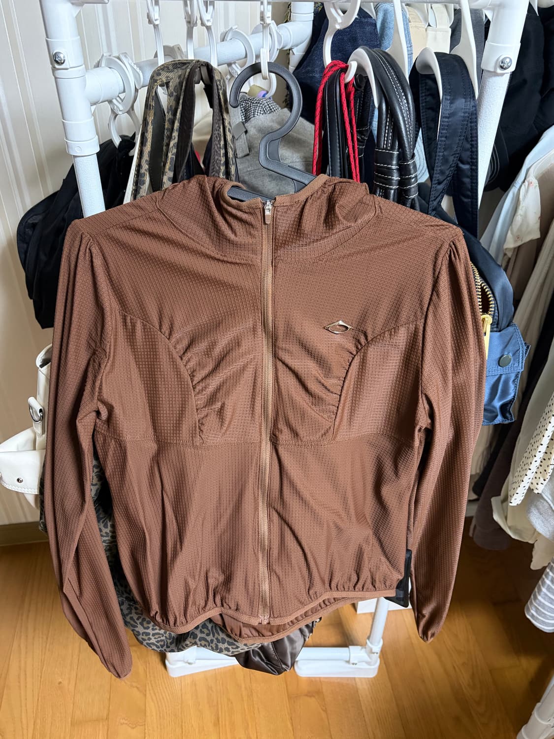 미스치프 후디드 와플 집업 브라운 S 상품이미지1