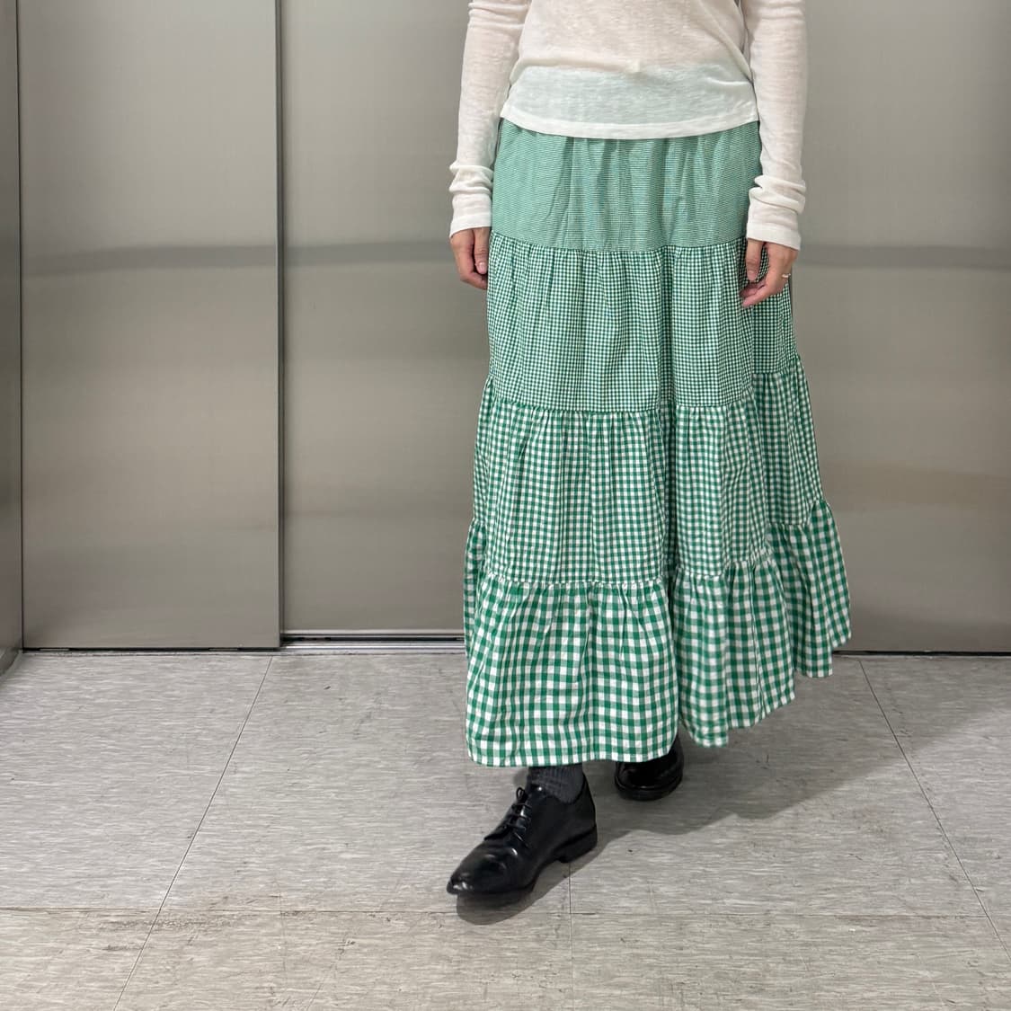 Beams boy multi gingham tiered skirt 상품이미지2
