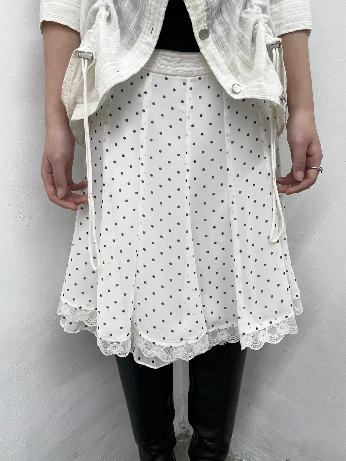 화이트 도트 레이스 스커트 상품이미지2