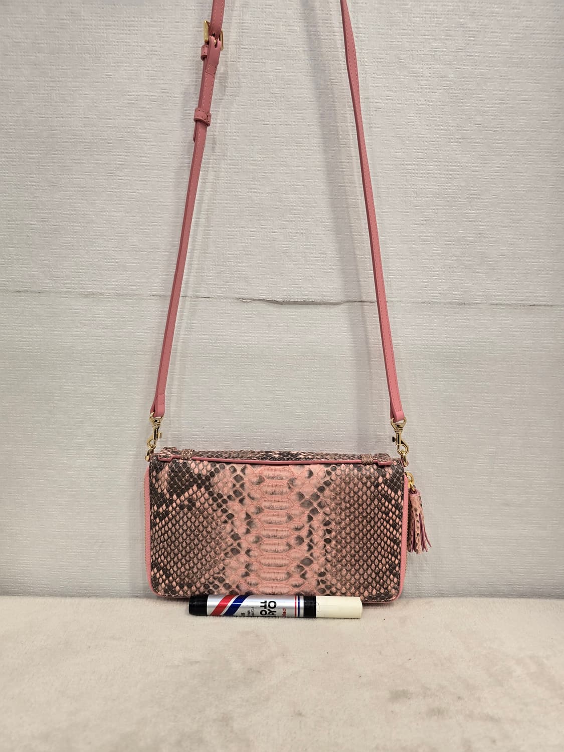 새상품) 장루이쉐레 미니크로스백 겸 장지갑 핑크 뱀피 상품이미지2