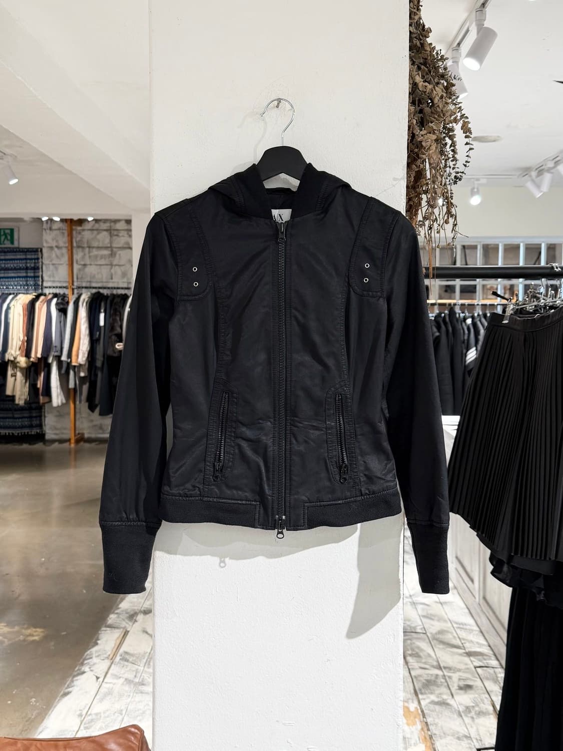 아르마니 익스체인지 블랙 코튼 나일론 후디 집업 자켓 상품이미지1