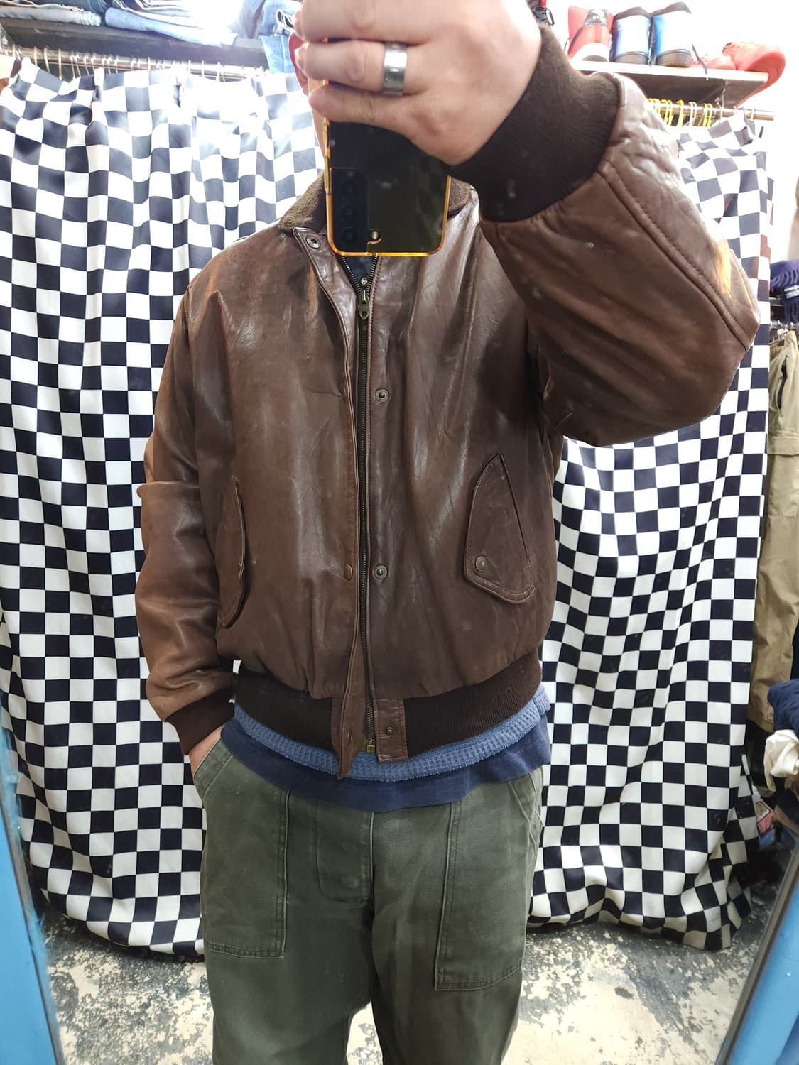 쉐비뇽 90s 양가죽 항공점퍼 프랑스제작 상품이미지10