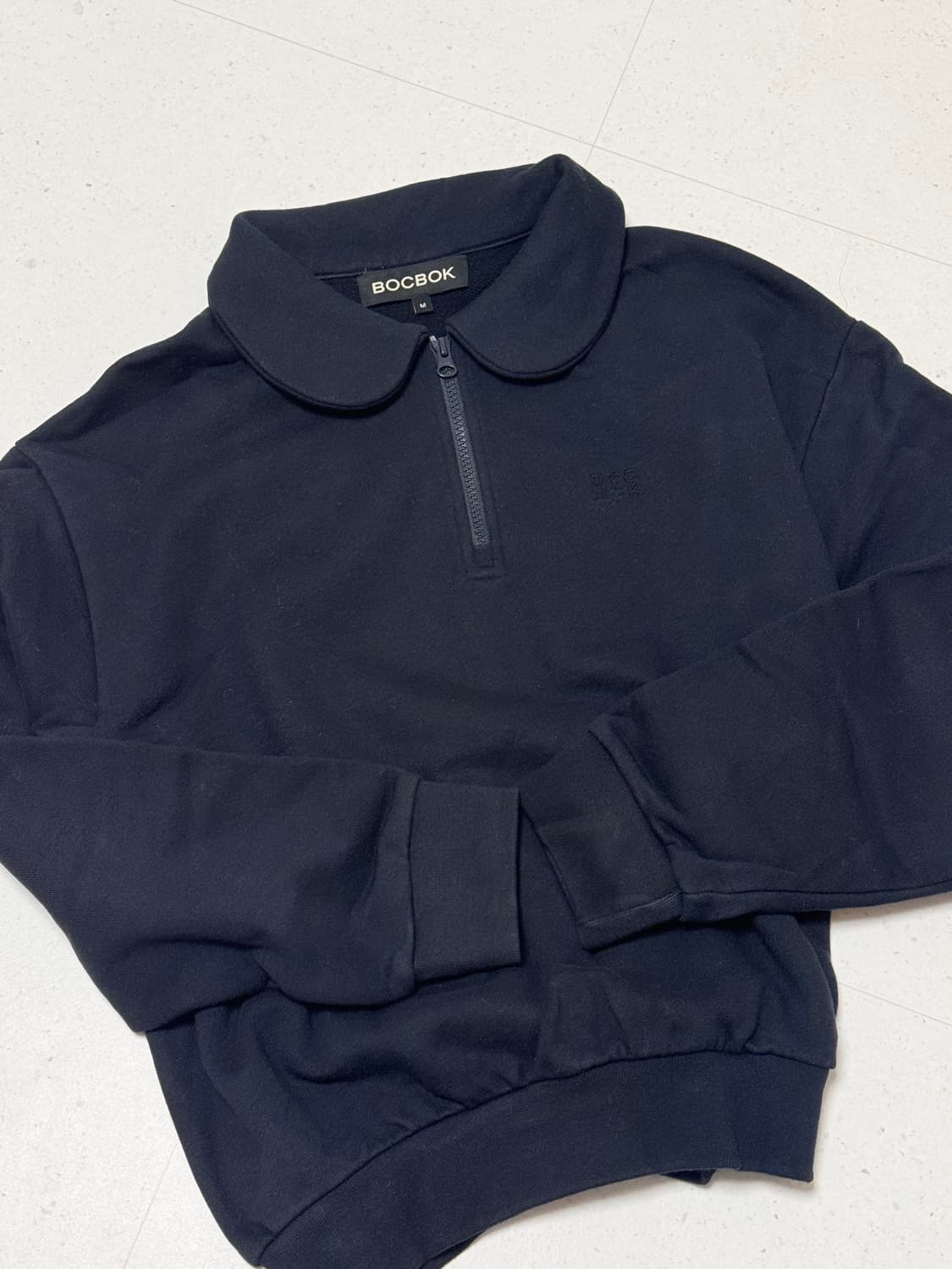 실사 복복 스쿨 하프집업 네이비  상품이미지3