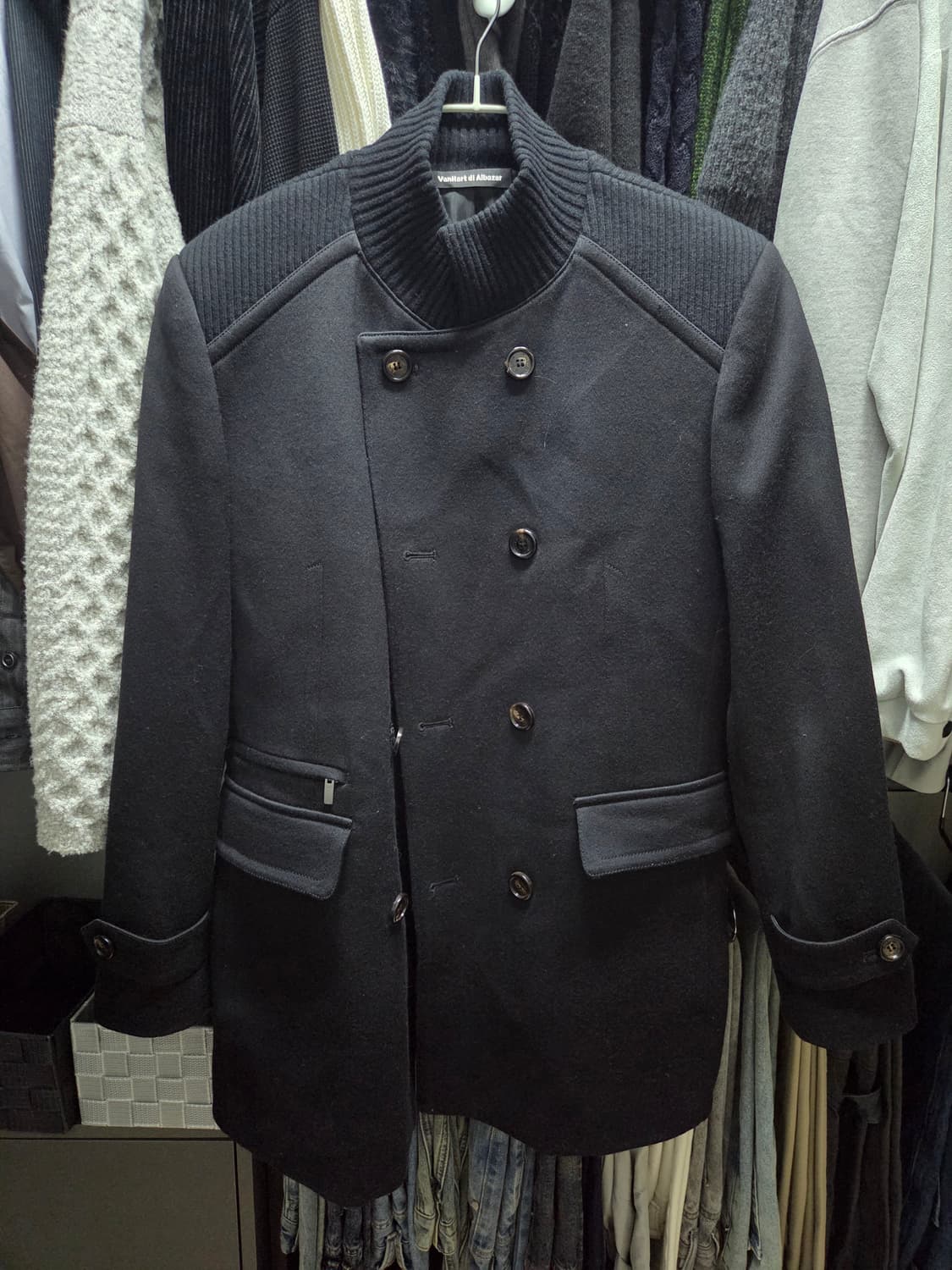 VanHart di Albazar) 빈티지 울 니트 더블 코트 상품이미지1