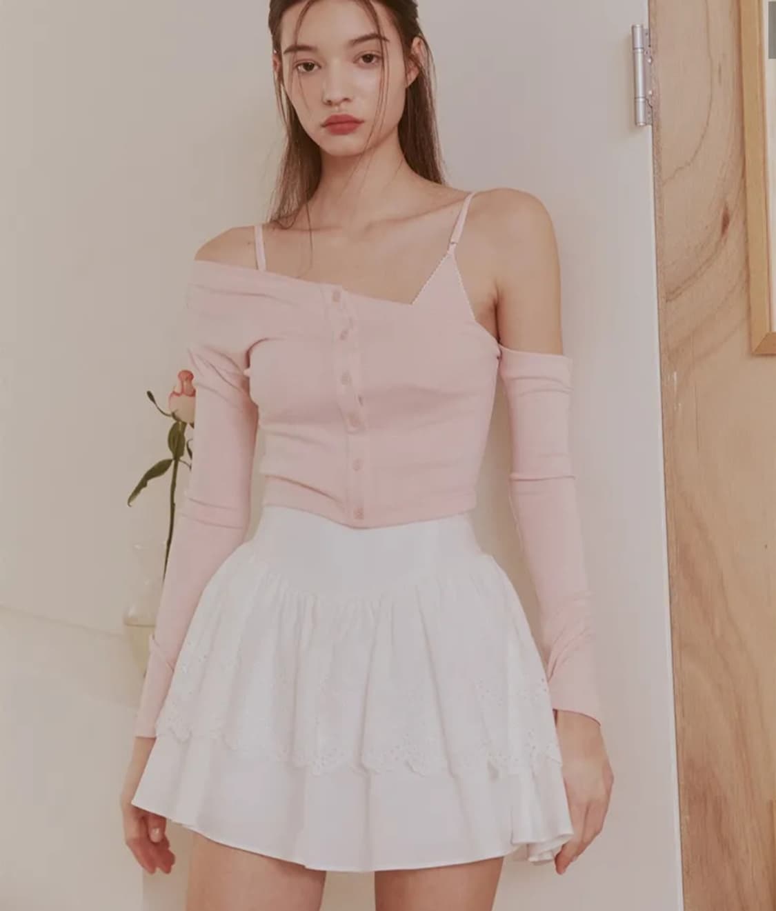 수지,아현착용) 낫유어로즈 언발란스 가디건 세트 상품이미지1