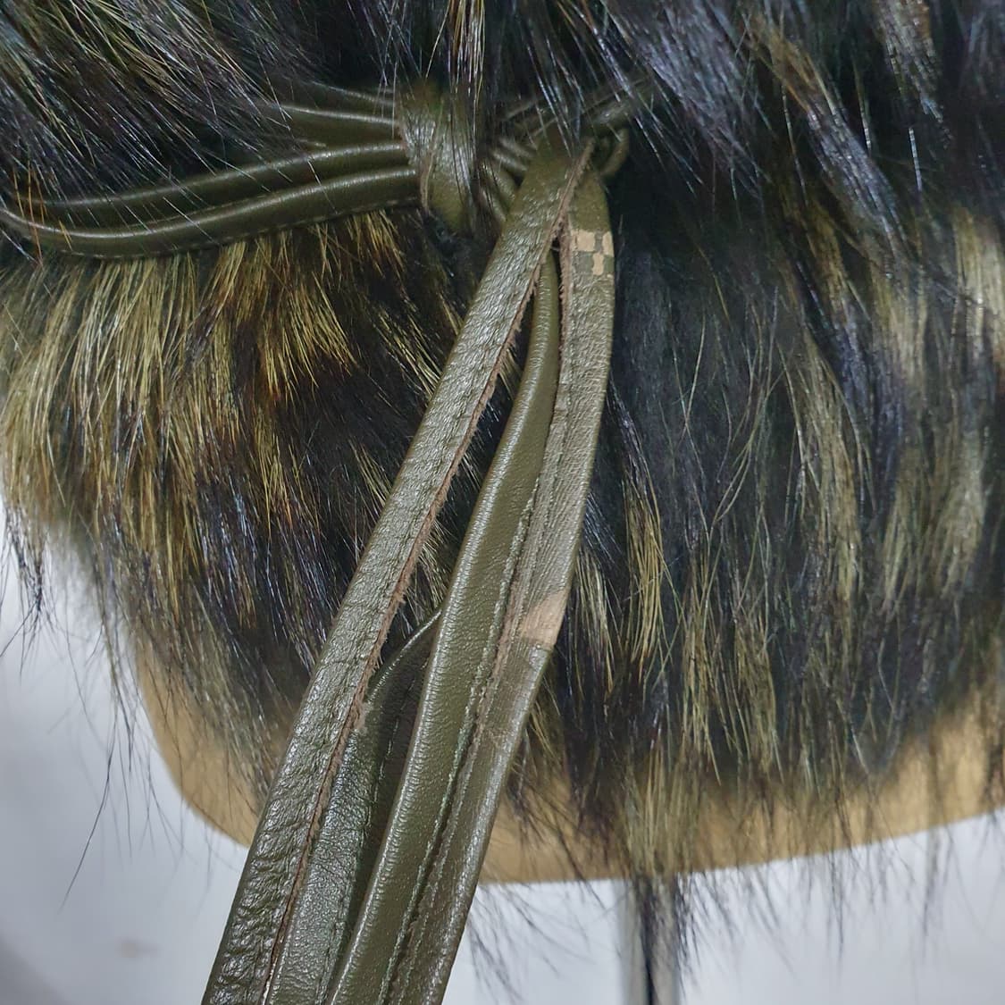 그런지페어리 y2k 갸루 오네갸루 카키 그린 라쿤퍼 토끼털 가죽 조끼 상품이미지5