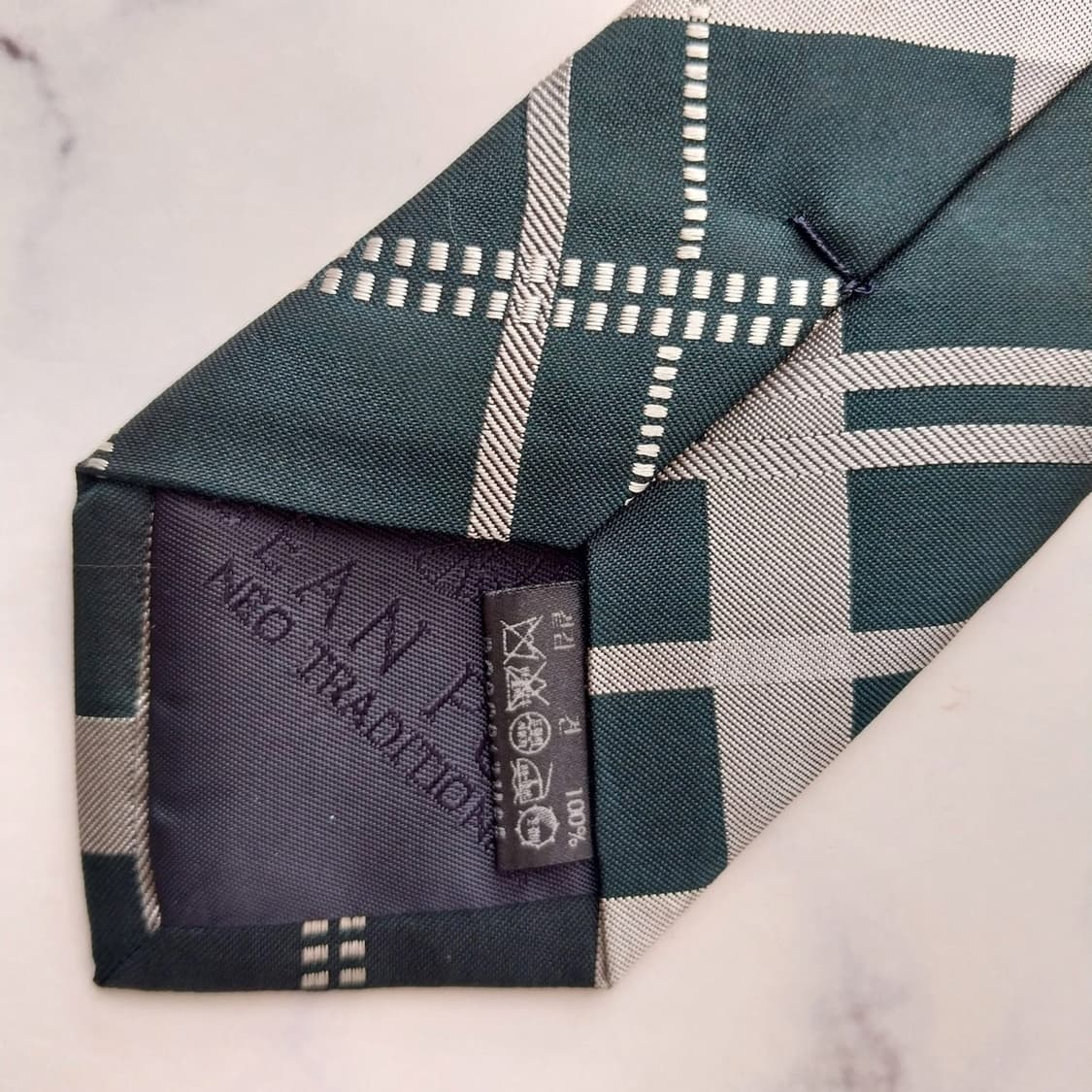 빈폴 실크 그린 체크 패턴 넥타이 6.7cm A+등급 K2327 상품이미지8