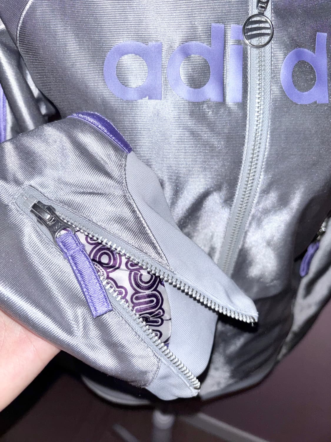 아디다스 져지 올드스쿨 실버 퍼플 트랙탑 저지 자켓 키치 보라 상품이미지3