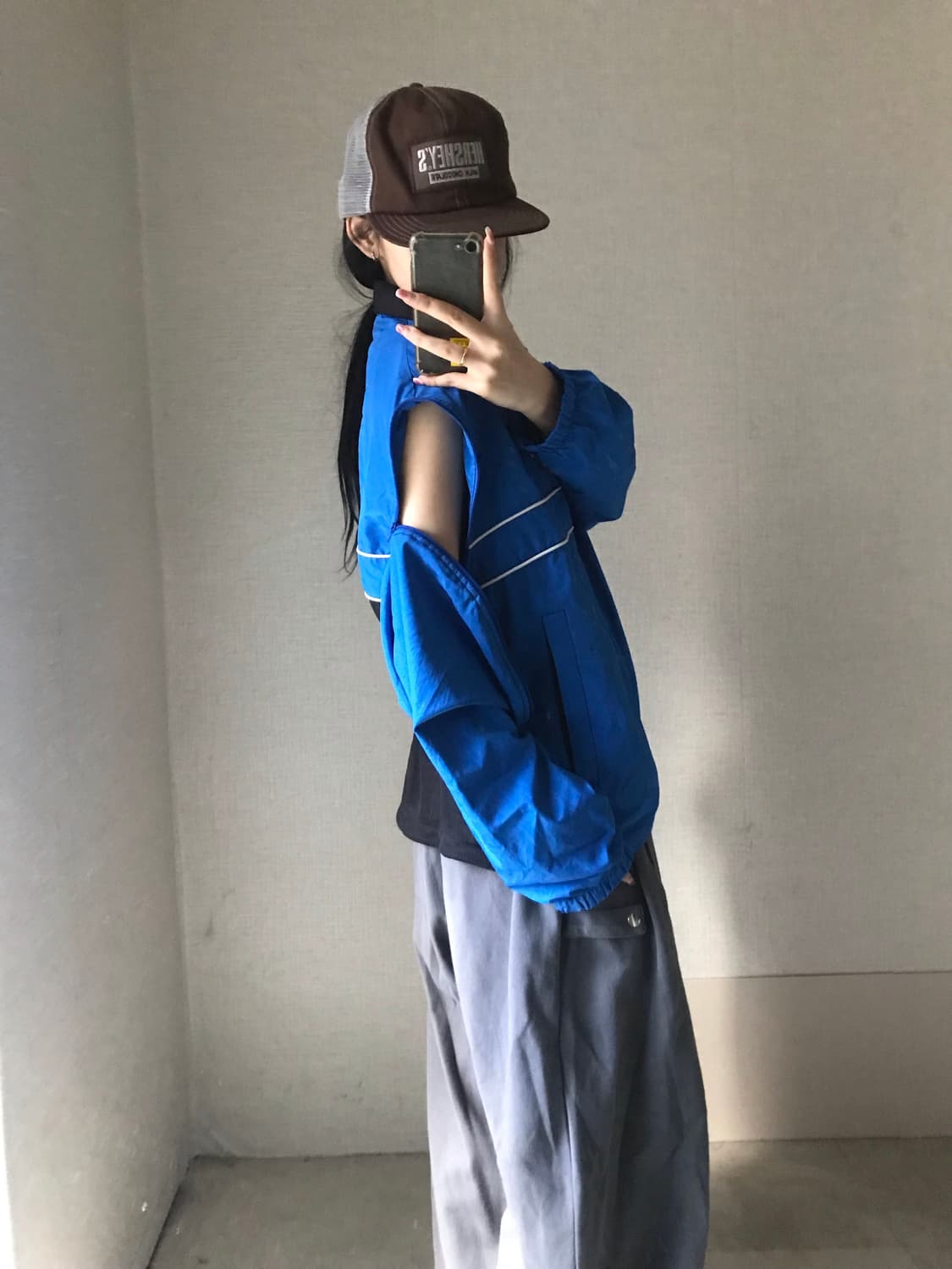 나이키 블루 투웨이 절개 바람막이 상품이미지2