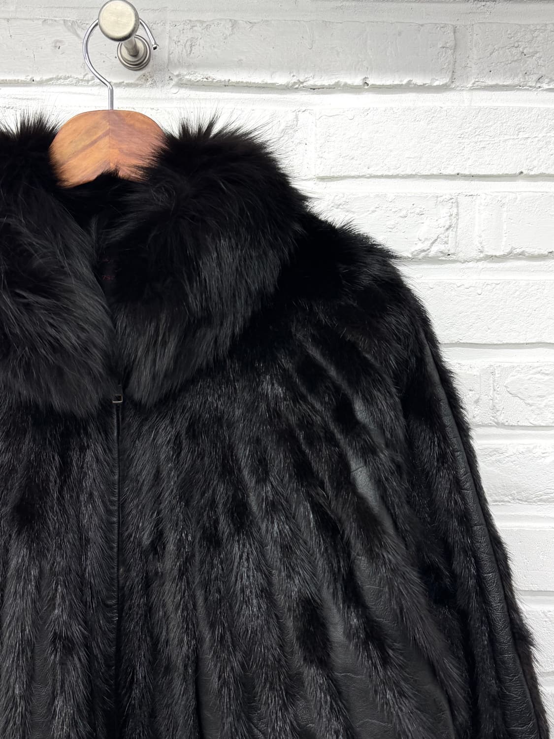 블랙 소가죽 퍼 트리밍 자켓 상품이미지4