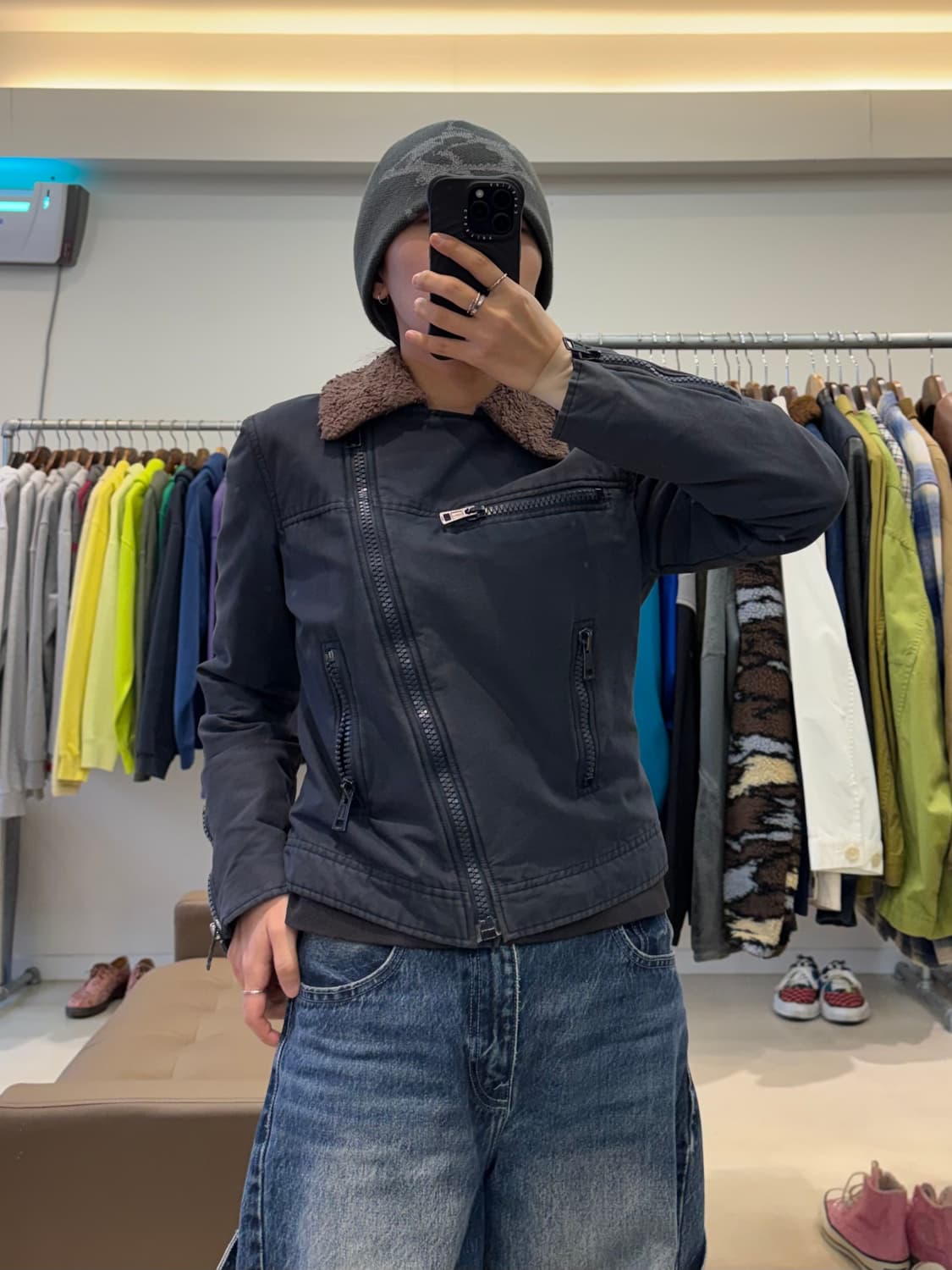 아페쎄 사선 집업 바이커 자켓 상품이미지9