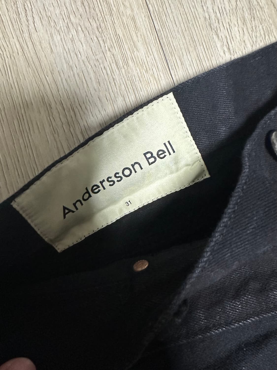 앤더슨벨 스커트 랩 데님 팬츠 블랙 상품이미지4