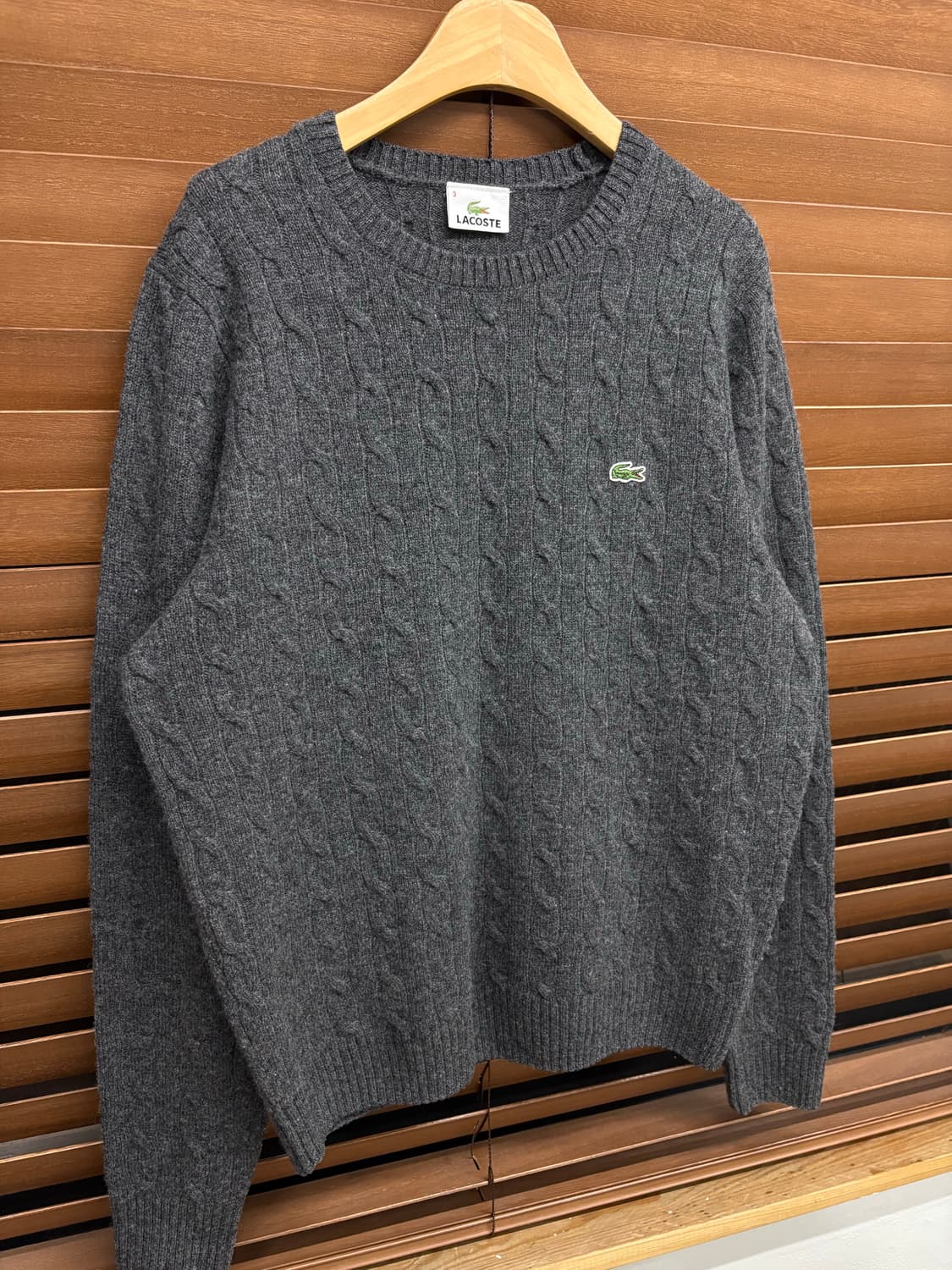 라코스테 그레이 꽈배기 니트 상품이미지3
