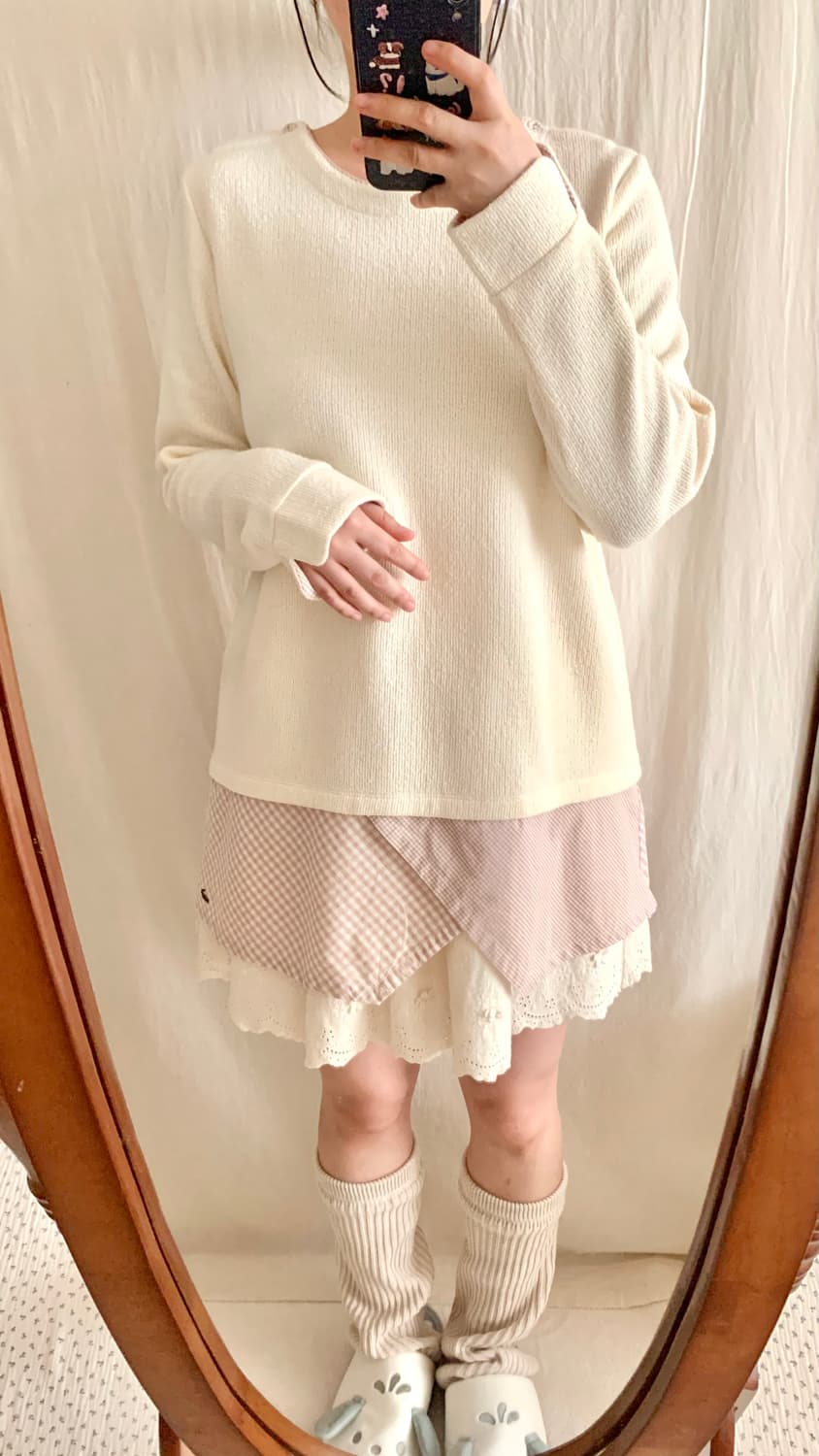 크로커다일 핑크 체크 셔츠 레이어드 탑 상품이미지5