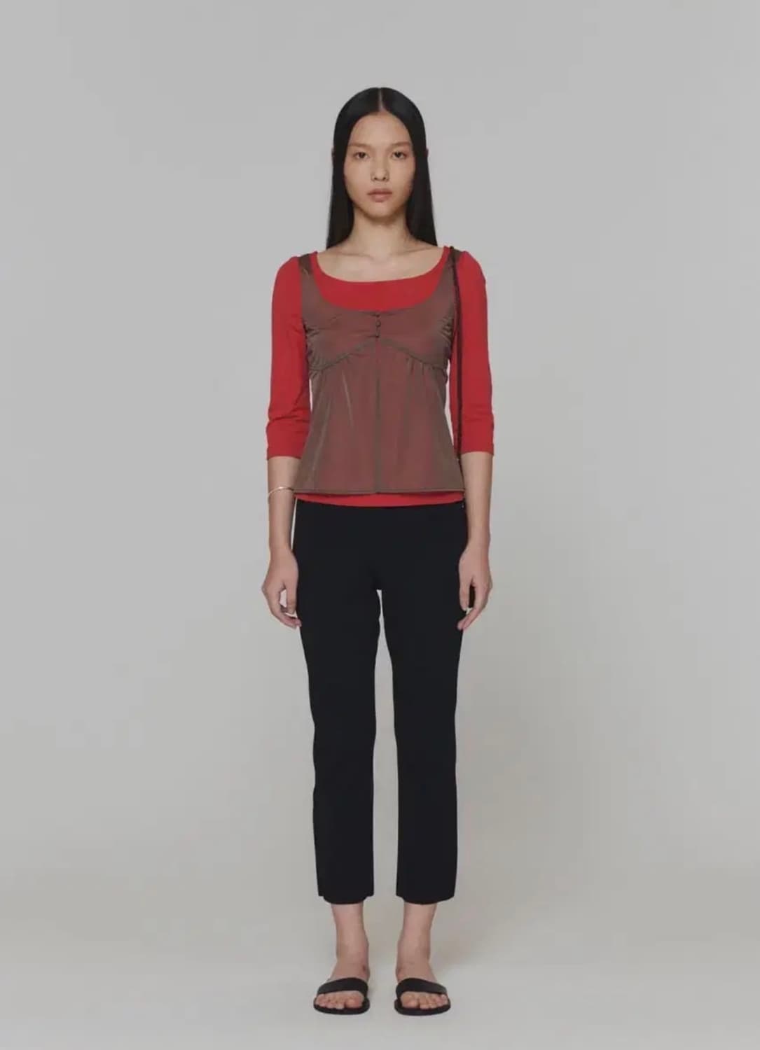 아모멘토 Sheer Bra Top, Brown 상품이미지2