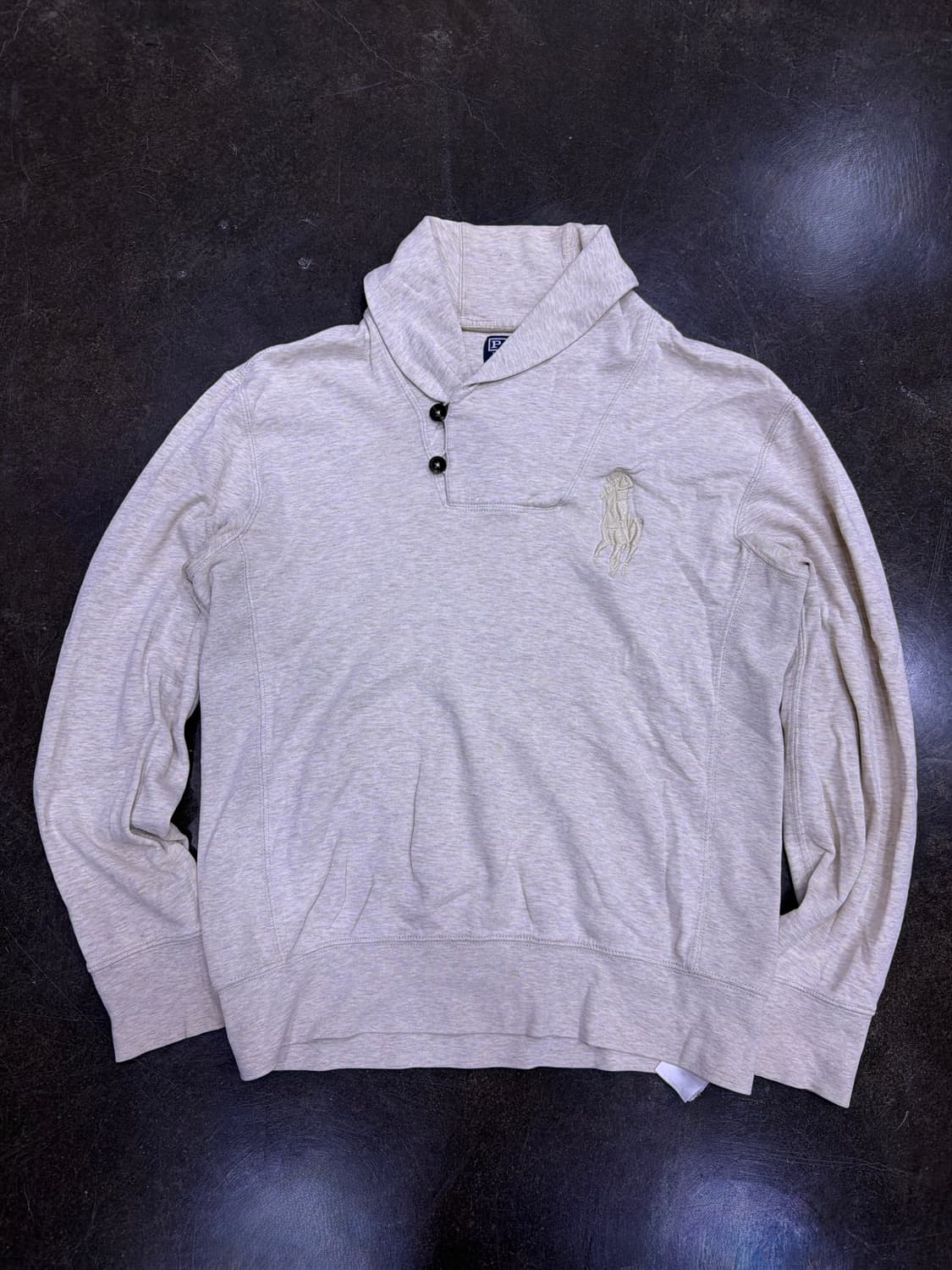 폴로 랄프로렌 빅포니 자수 코튼 숄카라 엘보 패치 티셔츠 M 상품이미지1