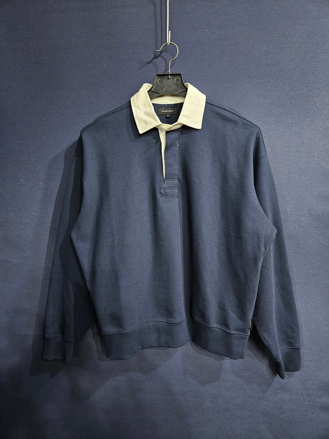 멜란지마스터 네이비컬러 남성 세미오버핏 95 카라 긴팔티셔츠  상품이미지1