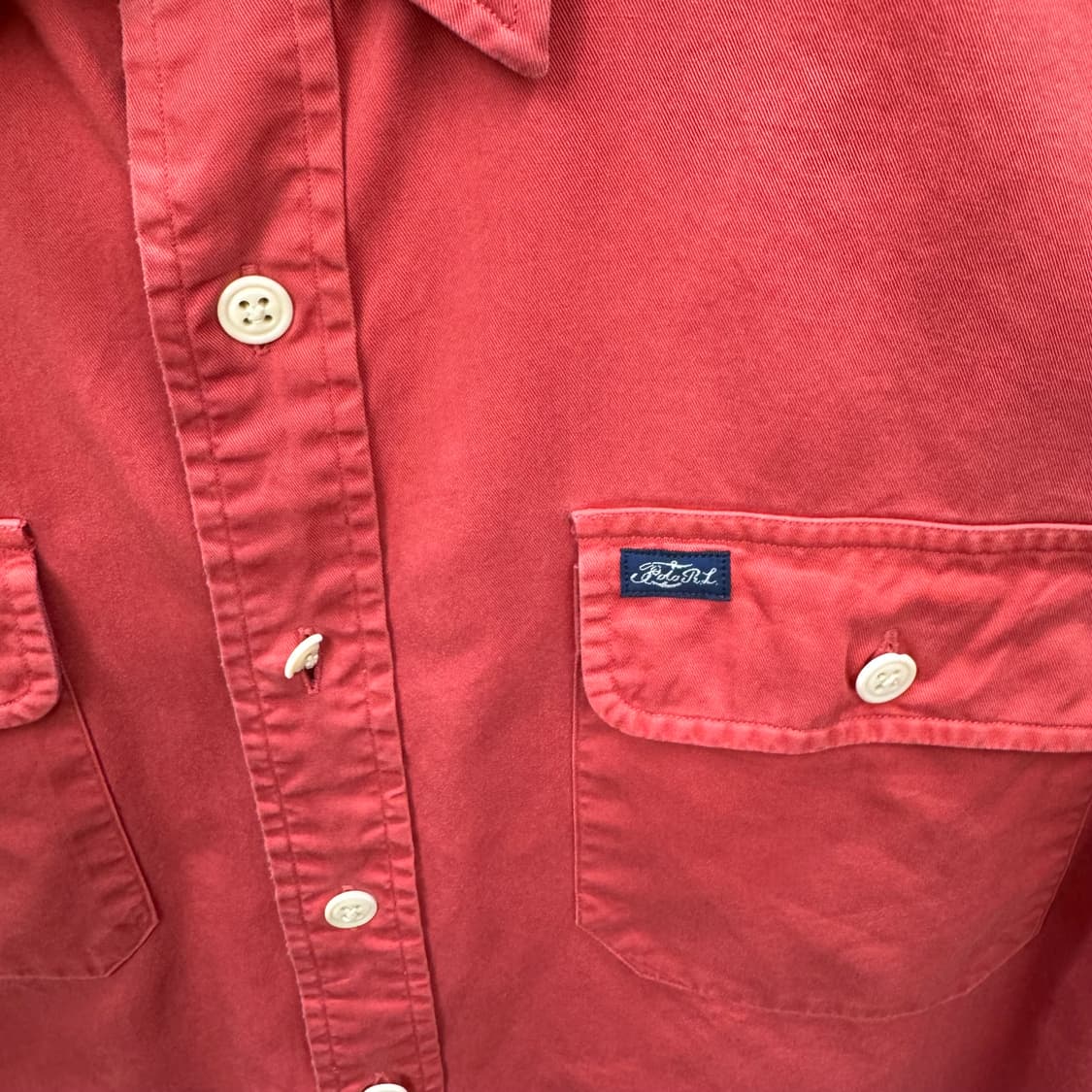 폴로 랄프로렌 솔리드 긴팔 셔츠 레터링 로고 포인트 코랄 상품이미지5