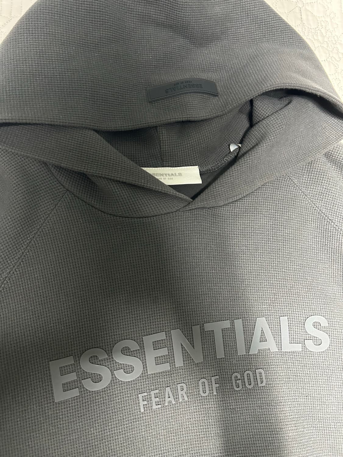 에센셜 와플 래글런 후드 오프 블랙 m사이즈 상품이미지3
