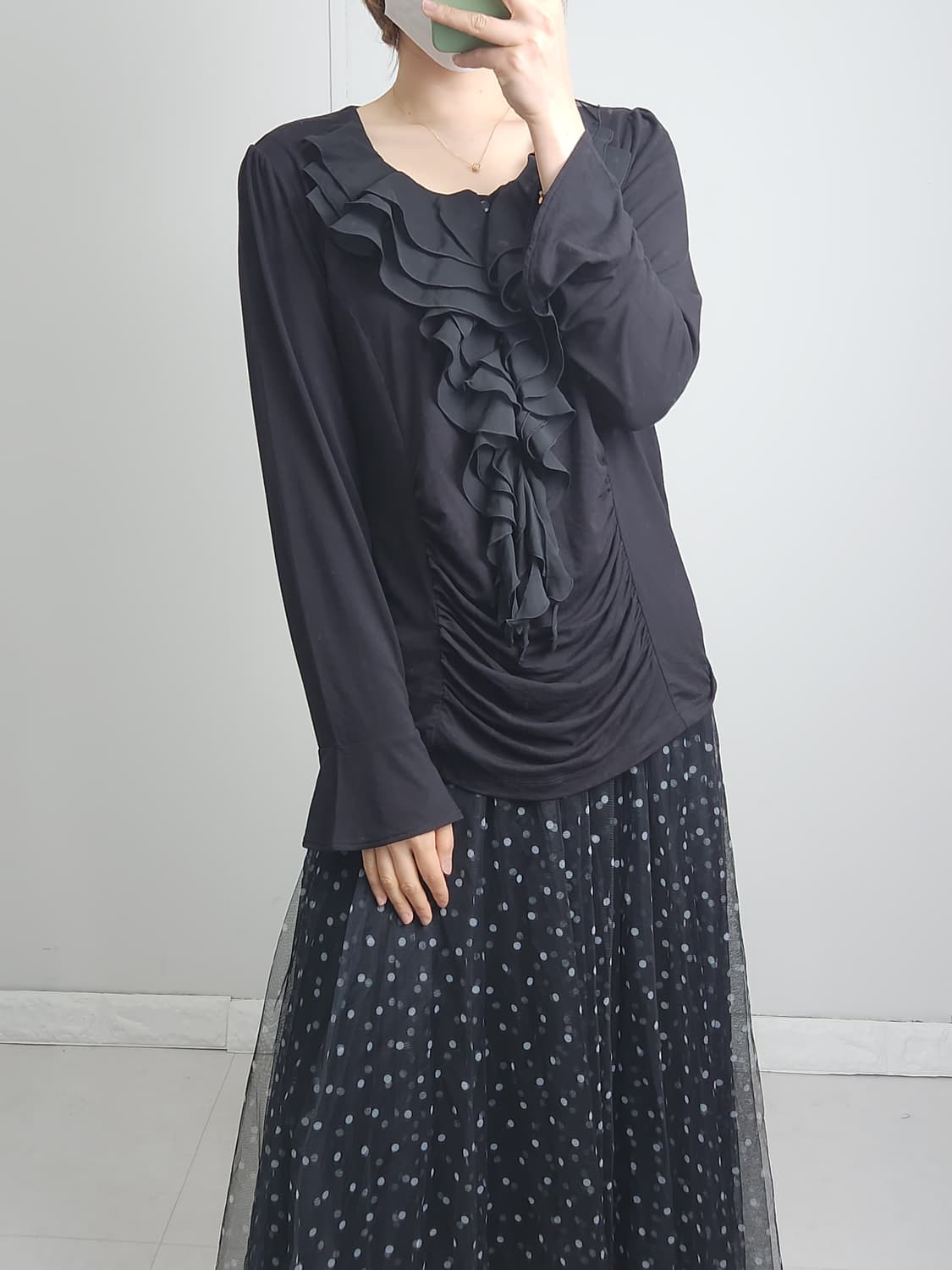 프릴•셔링 슬리브 탑 상품이미지2