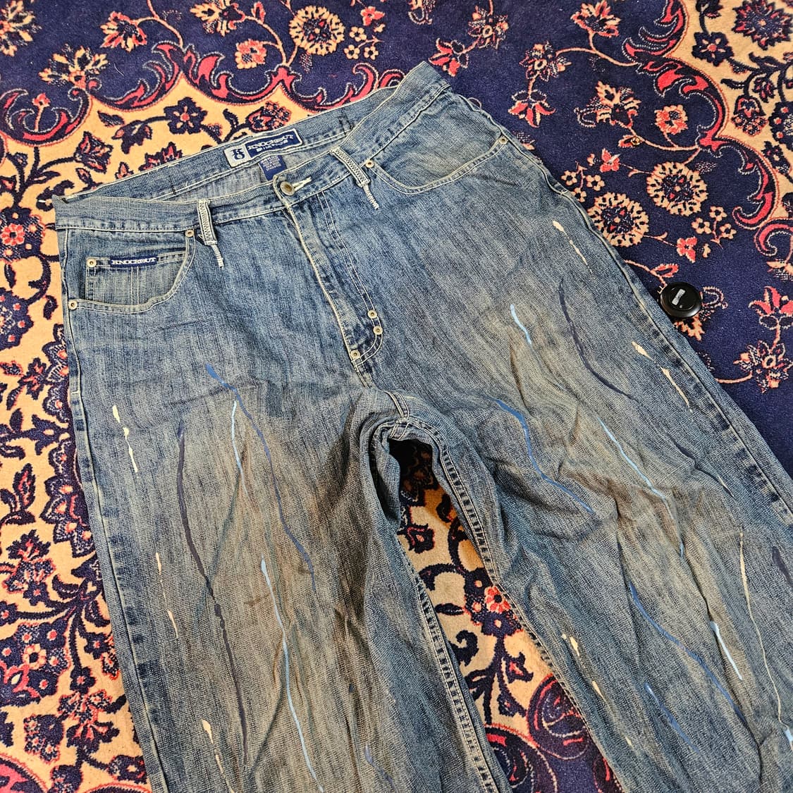 넉아웃(Knockout) 90's 페인딩 포켓 자수 레귤러 데님 팬츠 상품이미지7