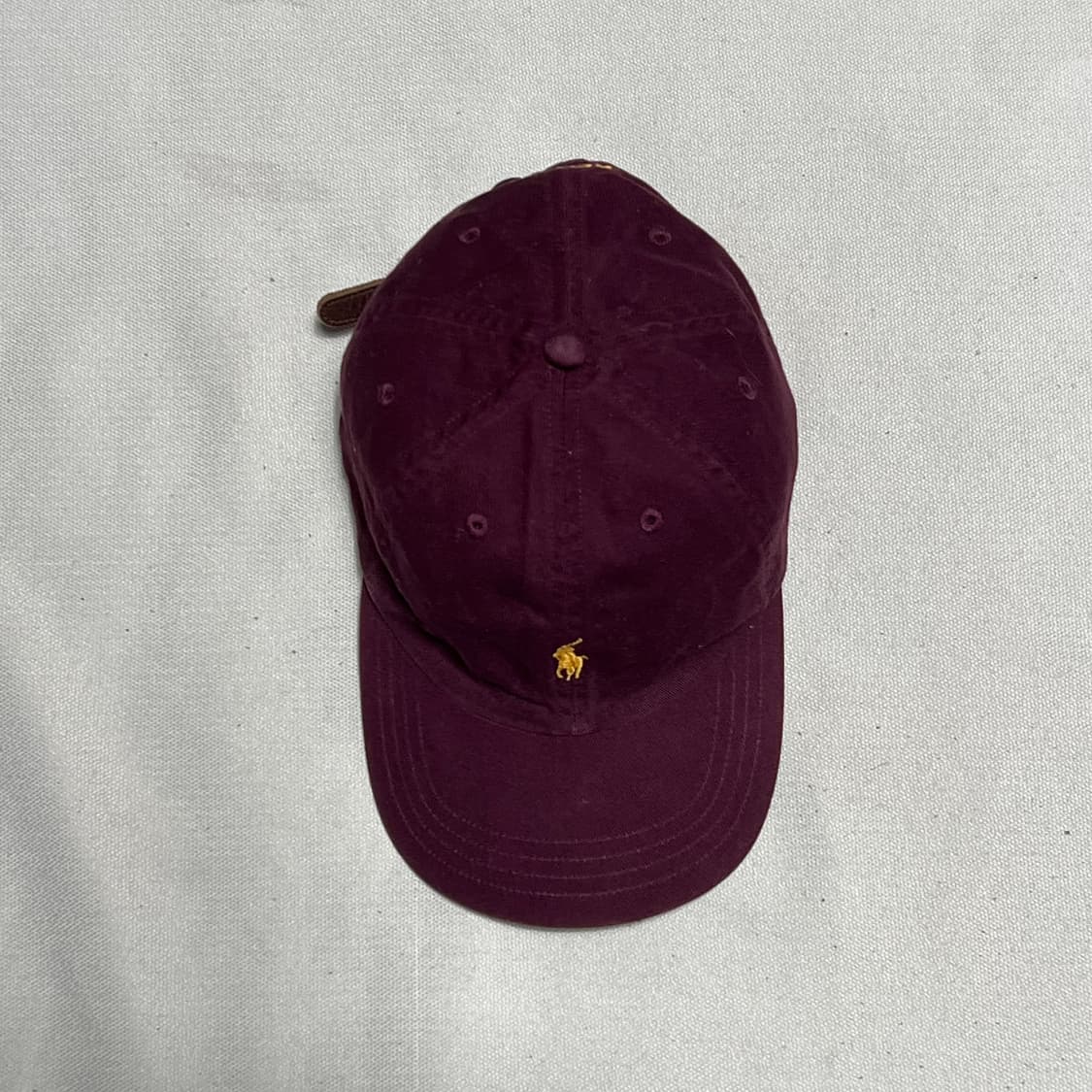OS 폴로랄프로렌 버건디 코튼 가죽 스트랩 볼캡 상품이미지2