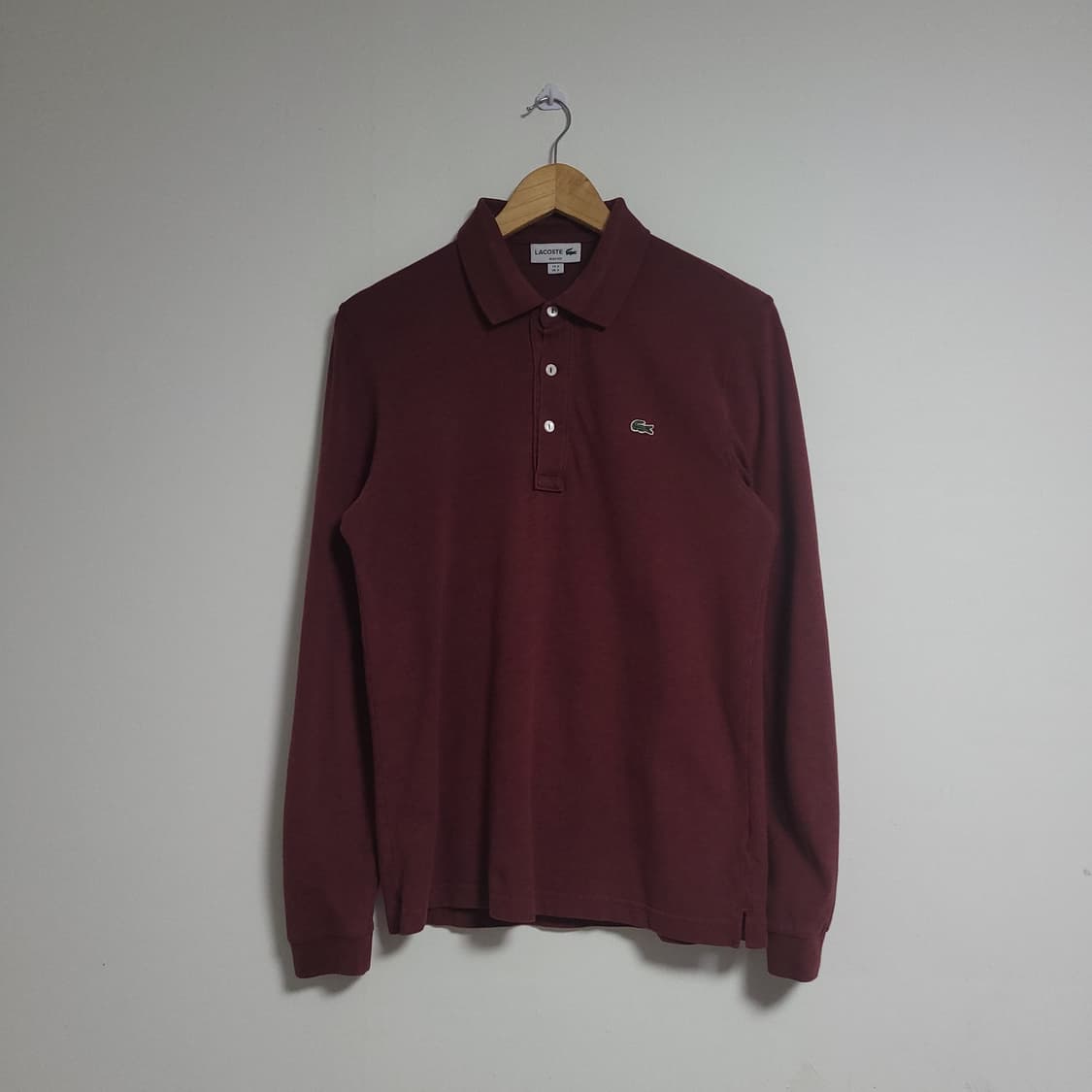 (3) LACOSTE 라코스테 긴팔 카라티 버건디 폴로 티셔츠 상품이미지1