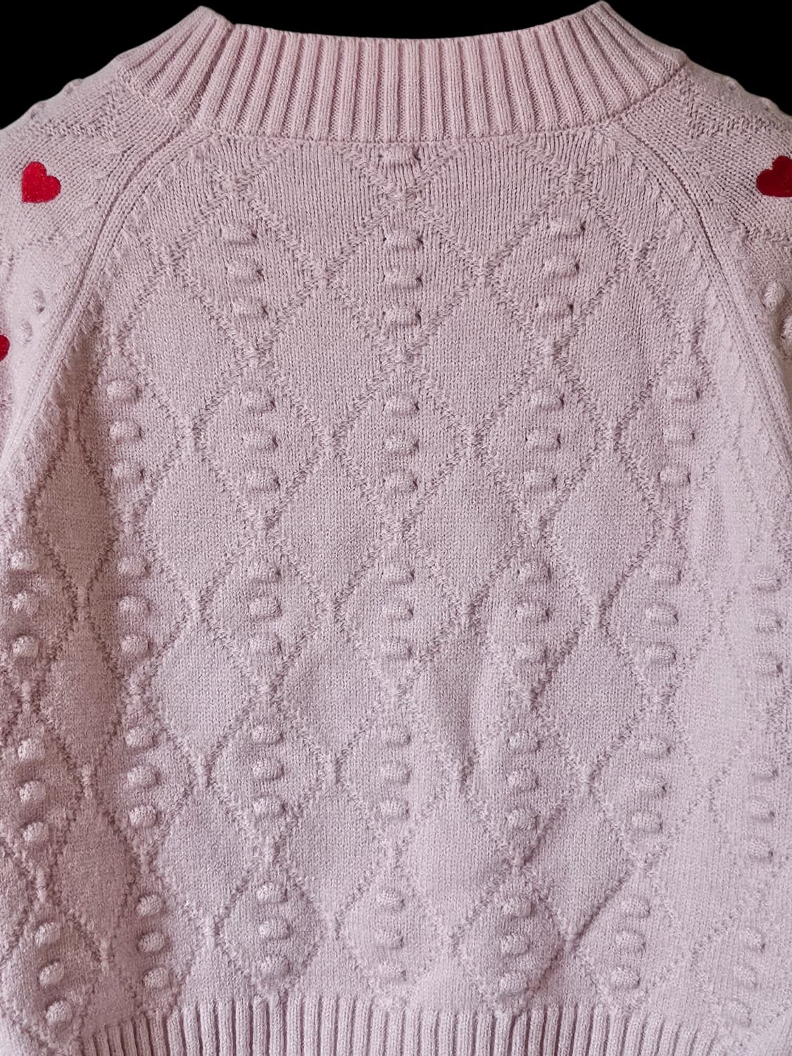 레드 하트 자수/ 미착용 /핑크 크롭 니트 스웨터 F /상태좋음 상품이미지9