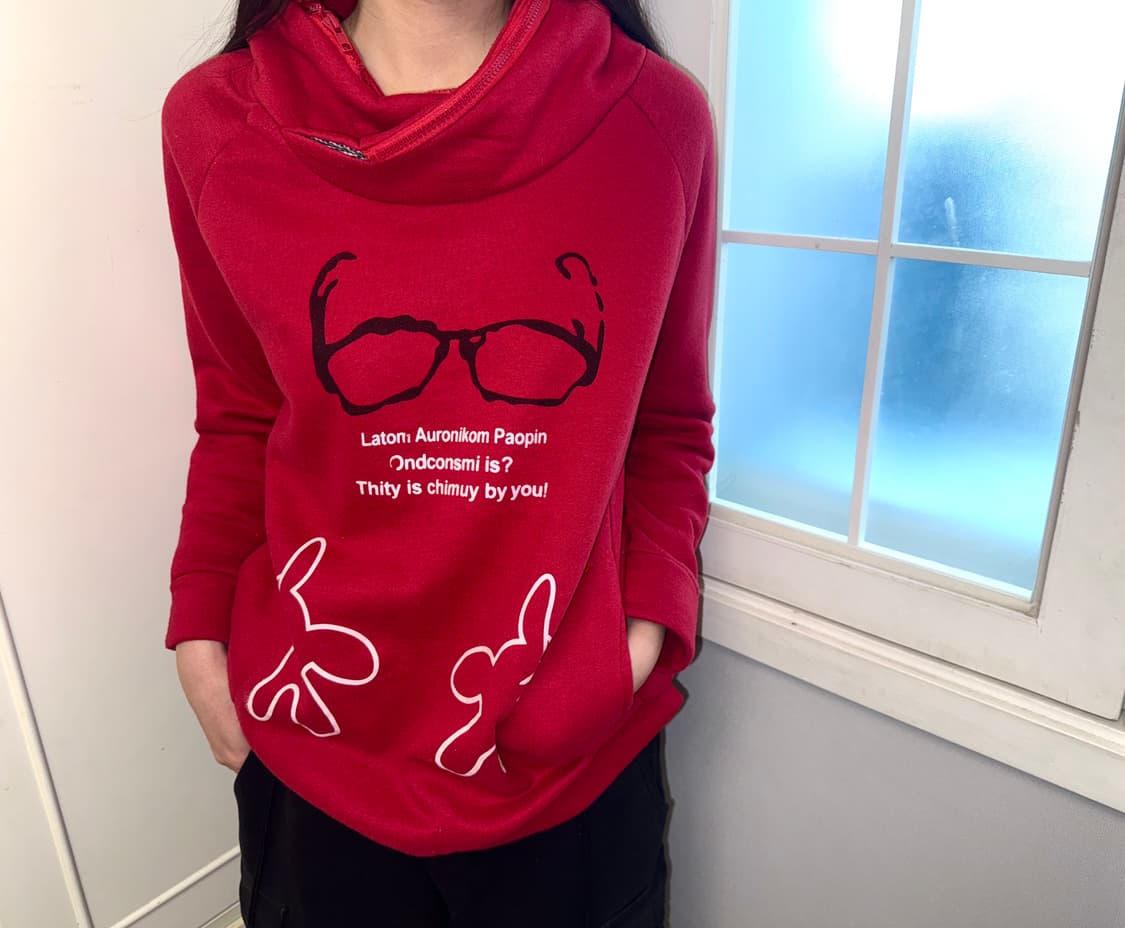 빈티지 레드 레터링 후드티 상품이미지1