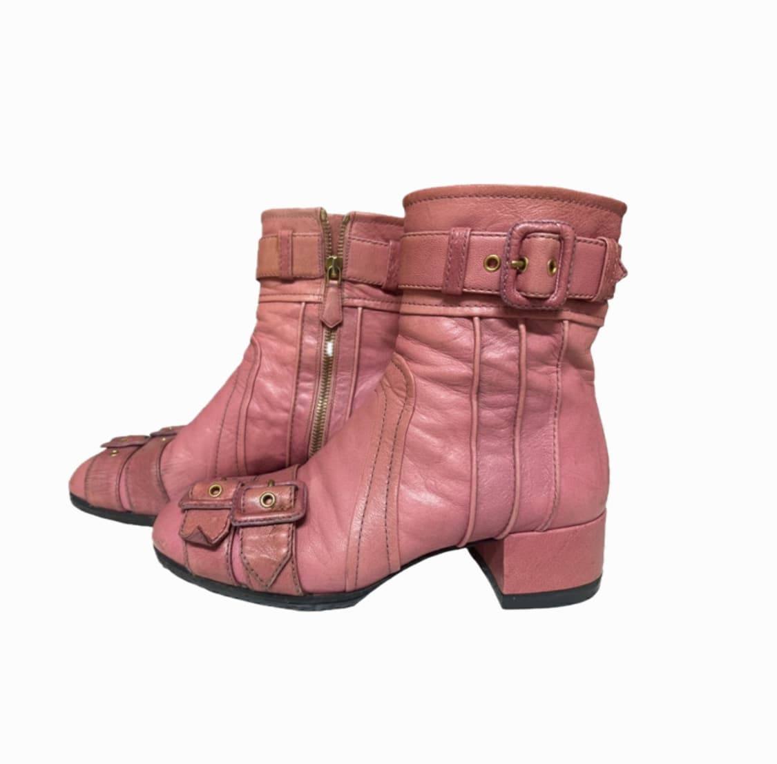 프라다 핑크 가죽 앵클 부츠 36.5 상품이미지1