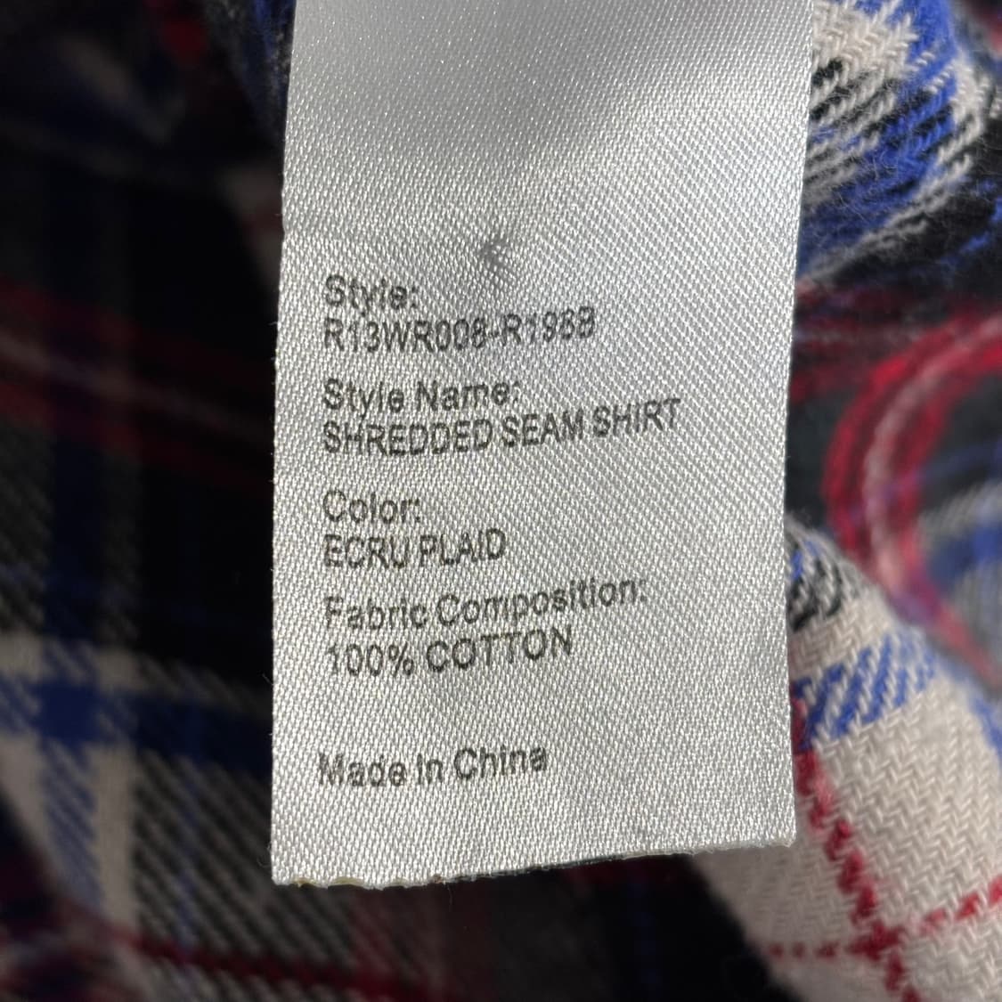 L) R13 알써티 슈레디드 심 셔츠 상품이미지7