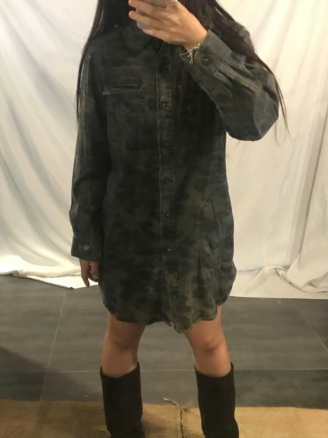 camo denim shirt dress 상품이미지7