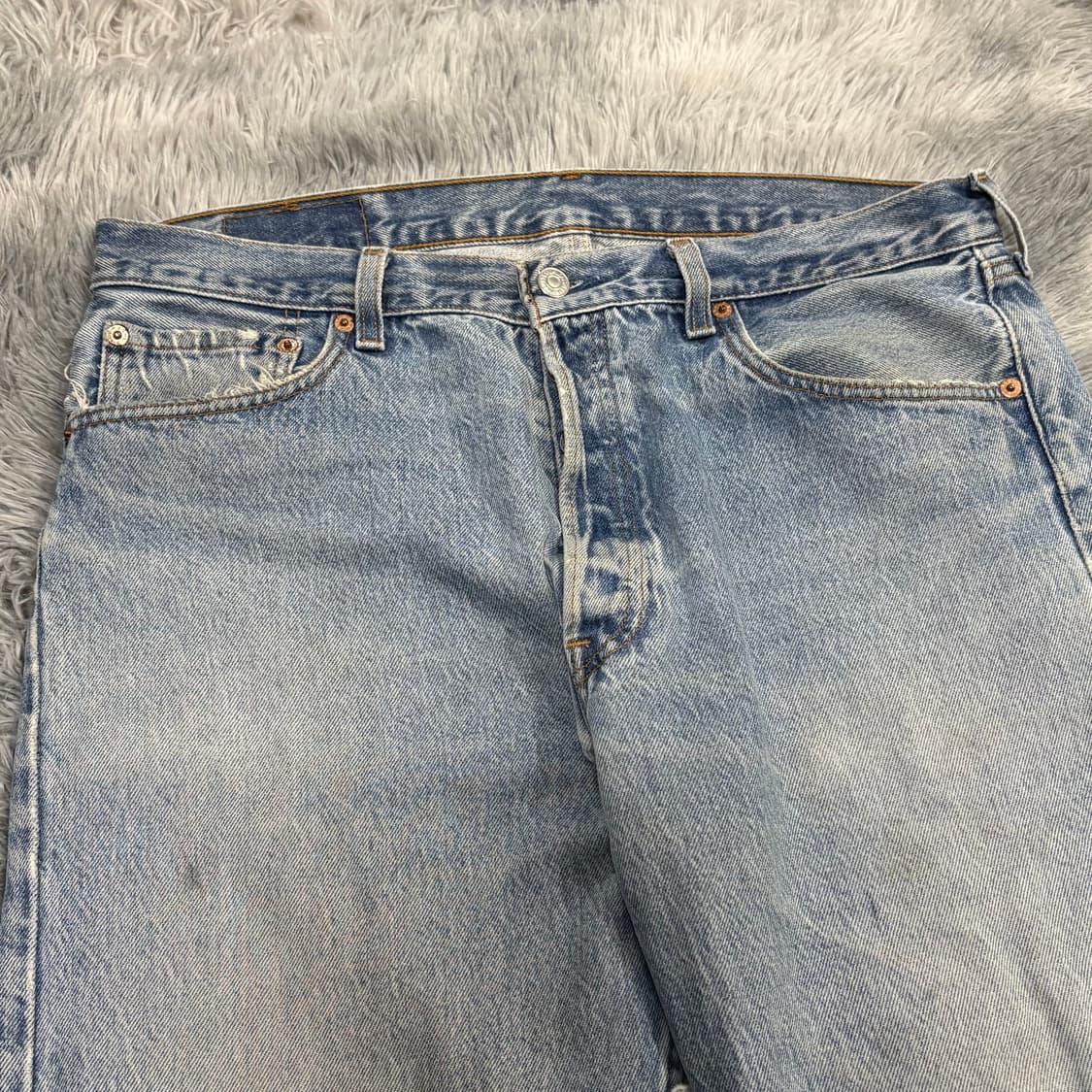90s Levi’s usa 501 연청 Distressed 상품이미지4