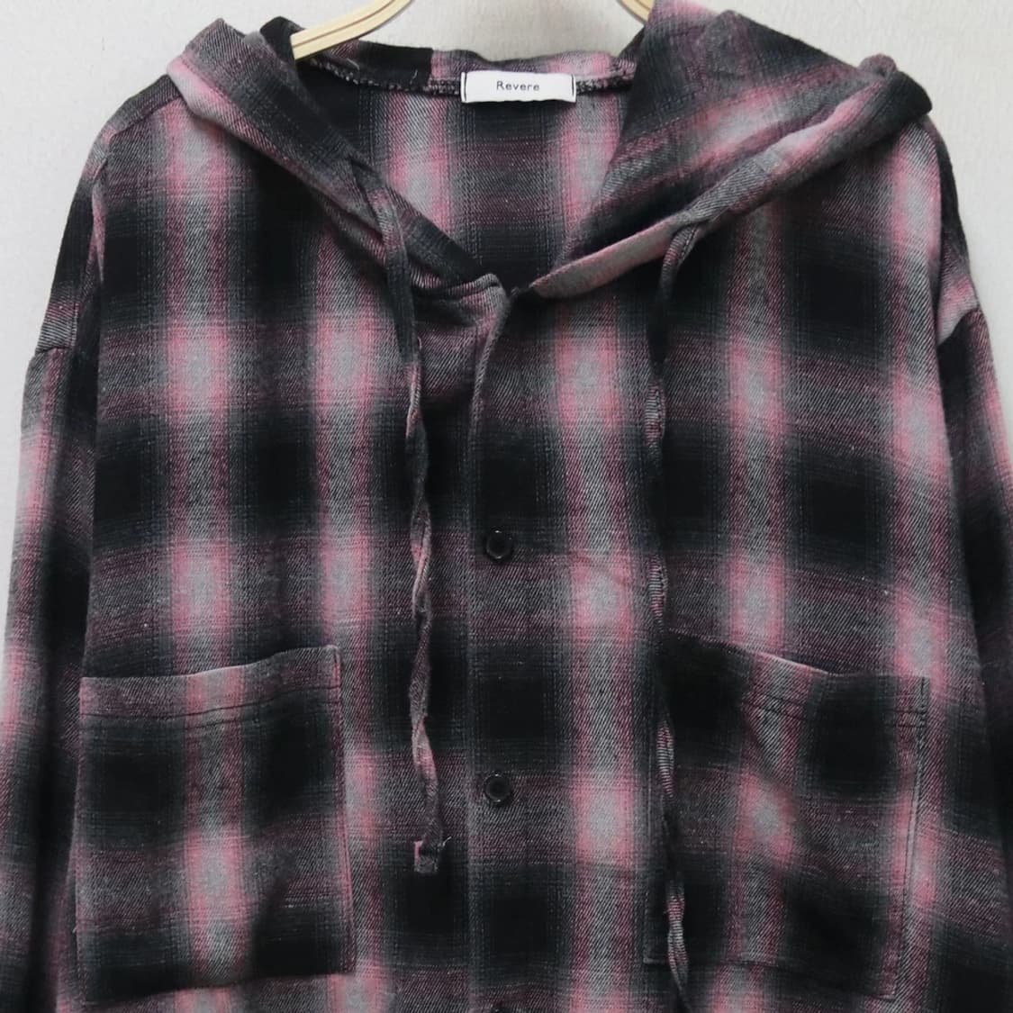 REVERE 핑크 체크 후드 셔츠 63277 상품이미지3