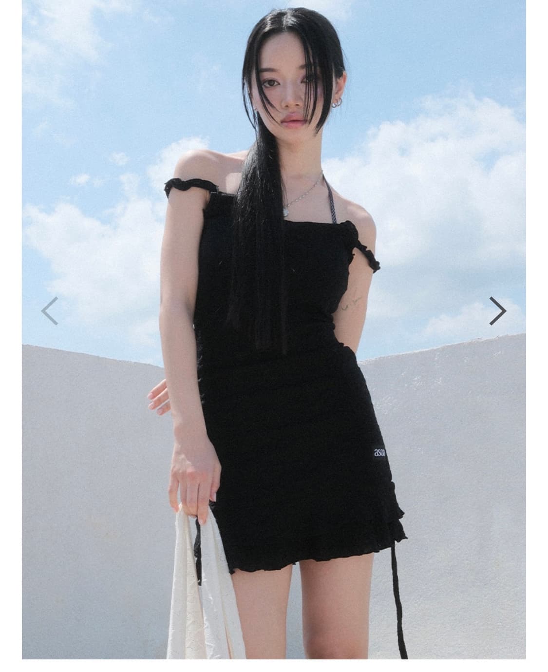 애즈온 BLOSSOM MINI DRESS BLACK 상품이미지2