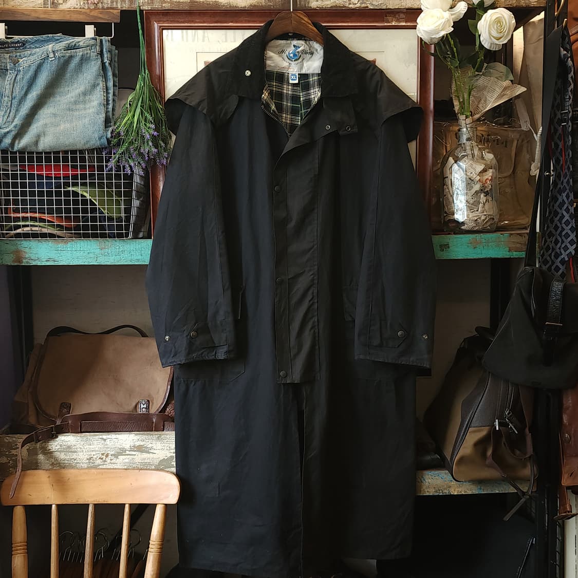 90s 잉글랜드 컨트리 왁스자켓 스톡맨 케이프 왁스코트 레인코트 xl 상품이미지1