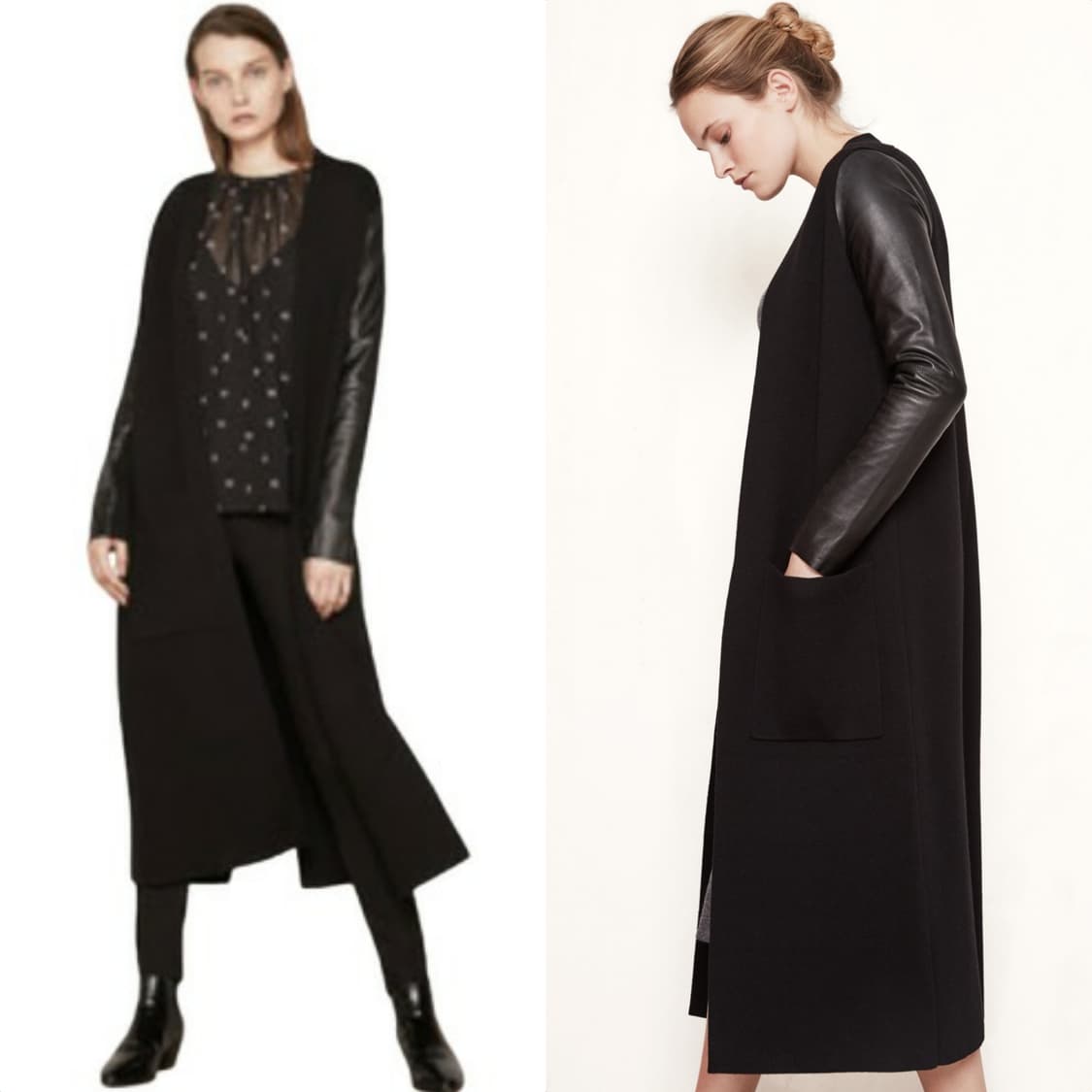 MAJE 마쥬 램스킨소매 오픈프론트 슬림 스트레이트핏 롱 코트 상품이미지10