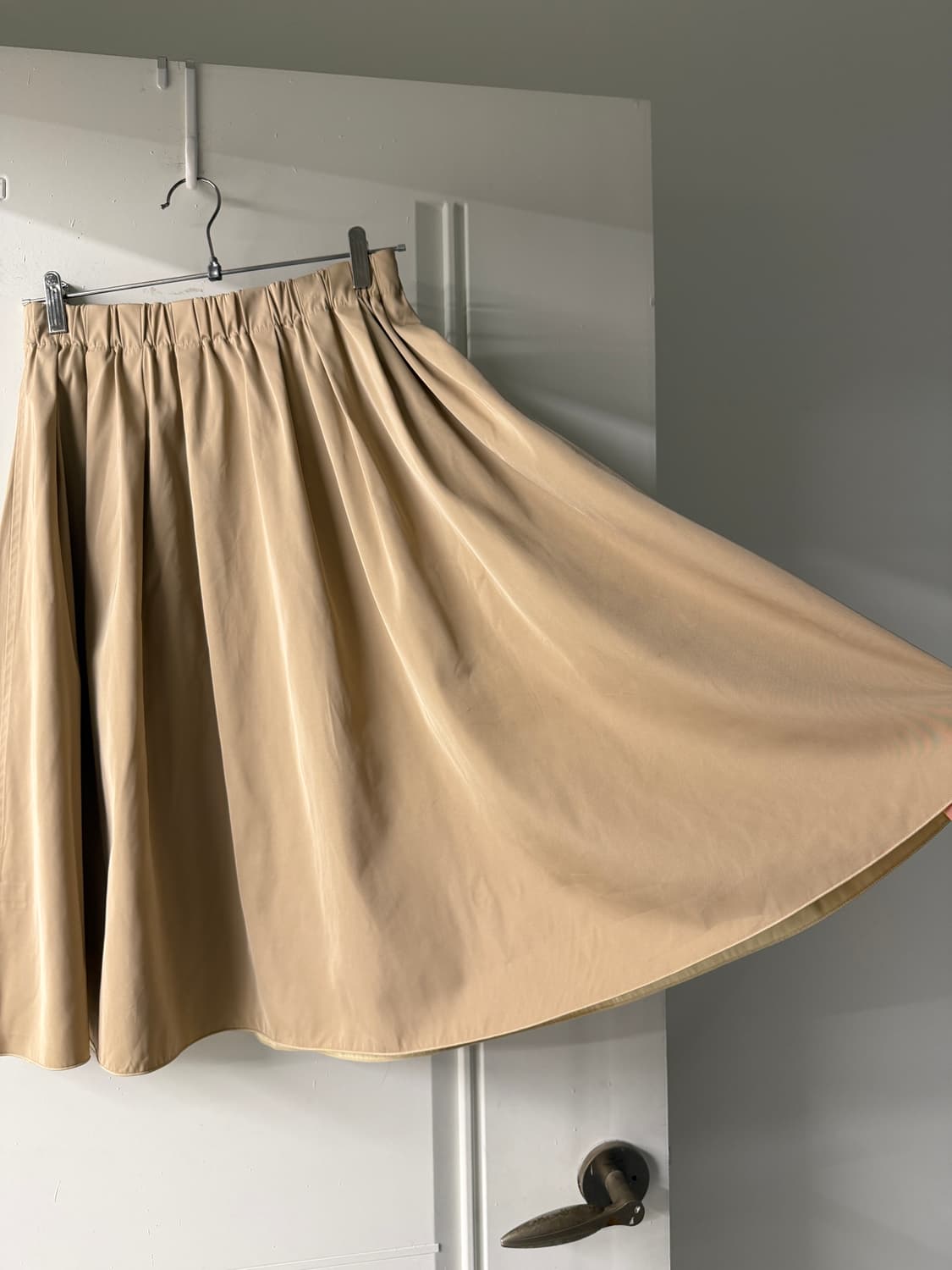 일본빈티지 주름 베이지 미디스커트 상품이미지10