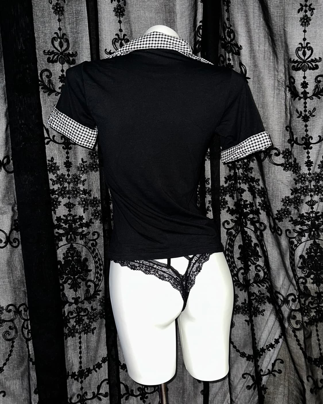 Black Checkered Short-Sleeved 상품이미지3