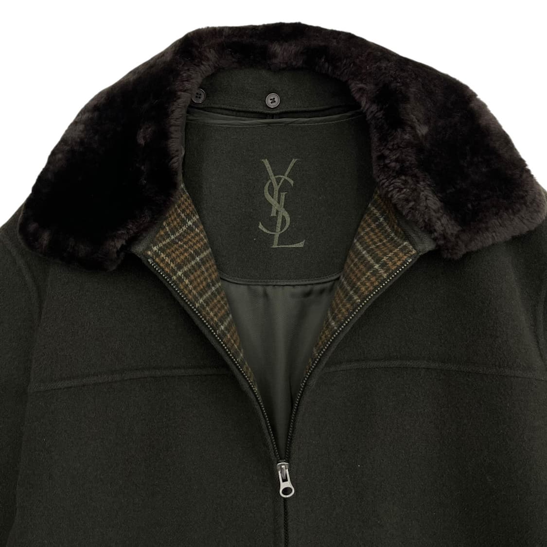 입생로랑 퍼 카라 딥카키 자켓 상품이미지5