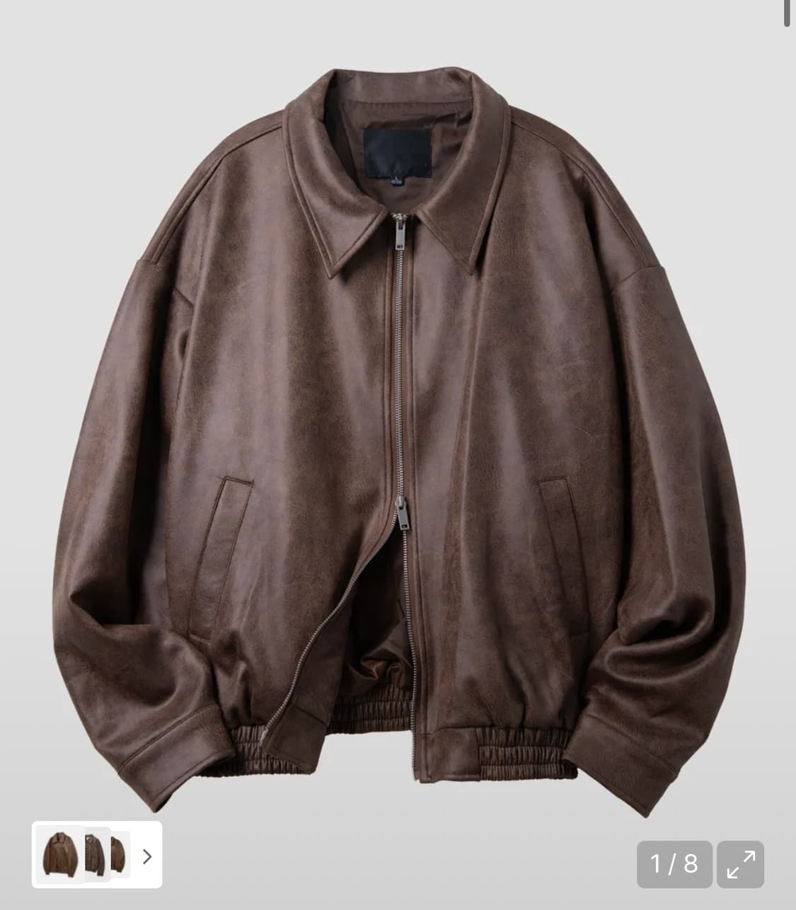 블랙모먼트 비건 스웨이드 오버핏 미니멀 인시전 스트레이트 집업 자켓 상품이미지1