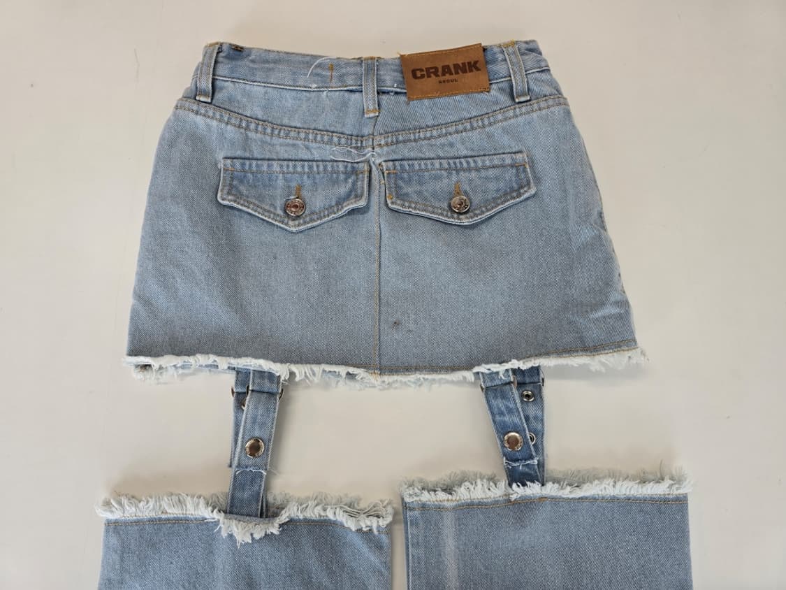 크랭크 CRANK 레이어드 데님 스커트 팬츠 S 상품이미지6