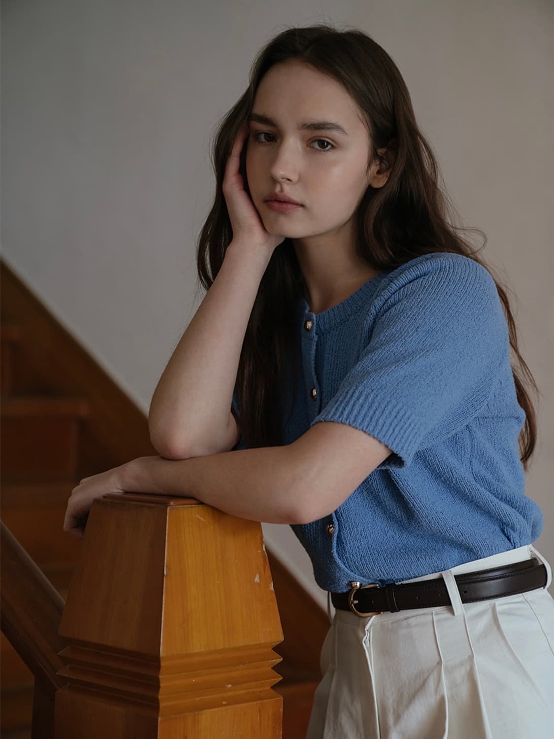 틸아이다이 로지 하프 슬리브 가디건 라운드 반팔 니트 F 상품이미지3