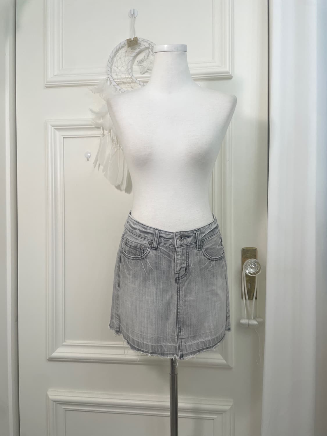 gray washing denim mini skirt 상품이미지1