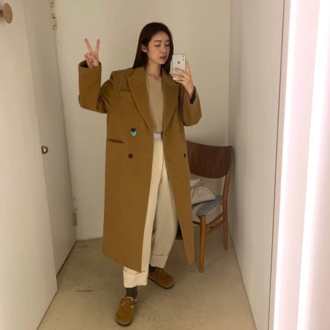 인스턴트펑크 리버시블 롱 코트 카멜 상품이미지1