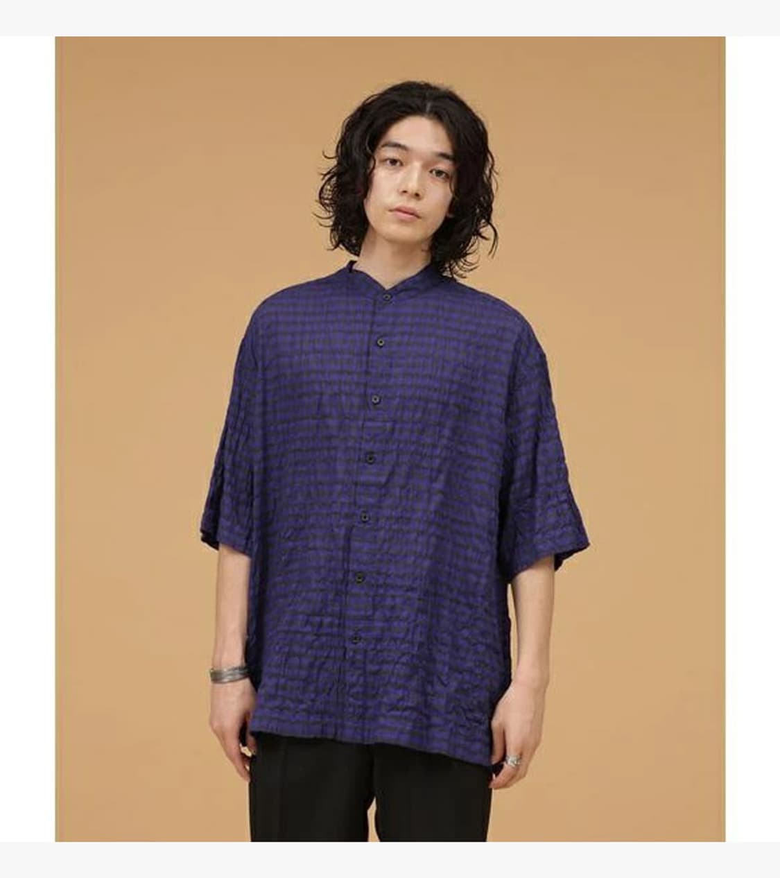 NANO UNIVERSE - BAND COLLAR CHECK SHIRT 상품이미지2