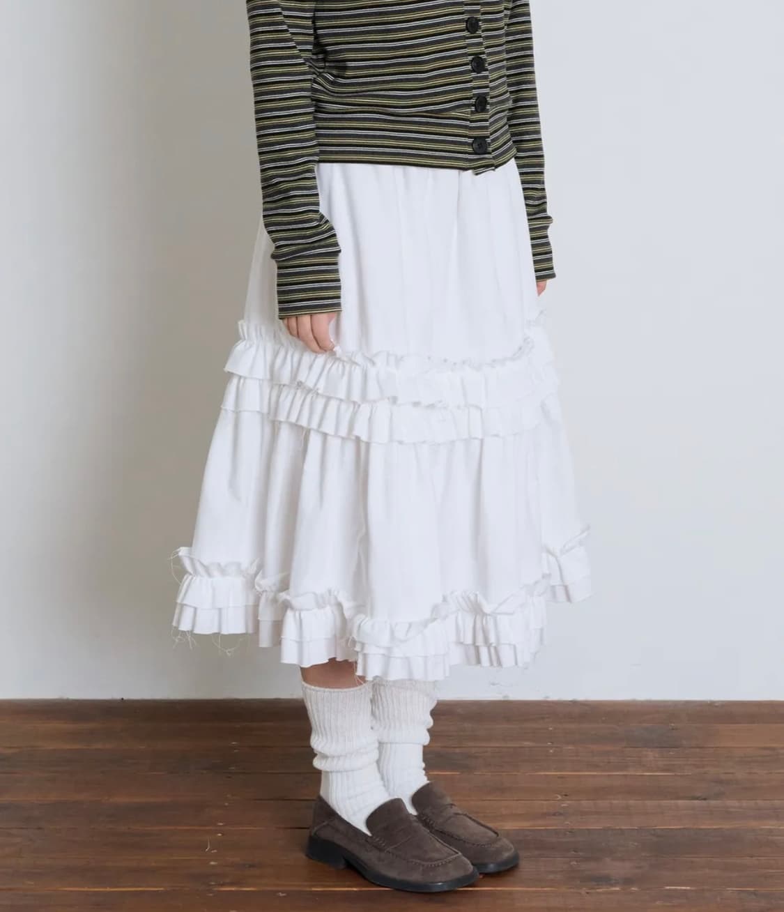 잇자바이브-RUFFLE POINT SKIRT - WHITE 상품이미지1